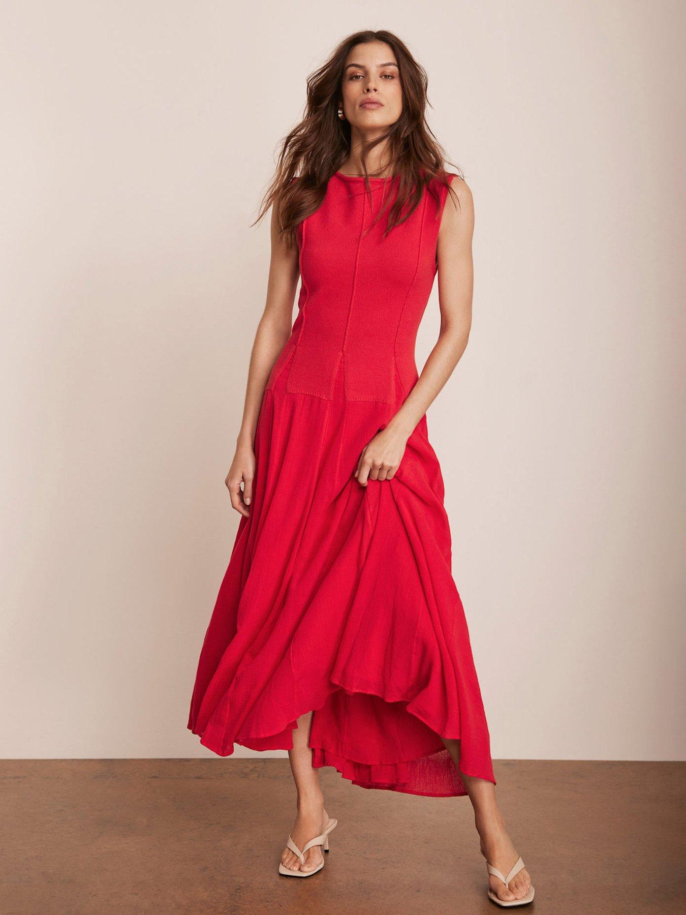 undefined Cotton Maxi Dress - Red