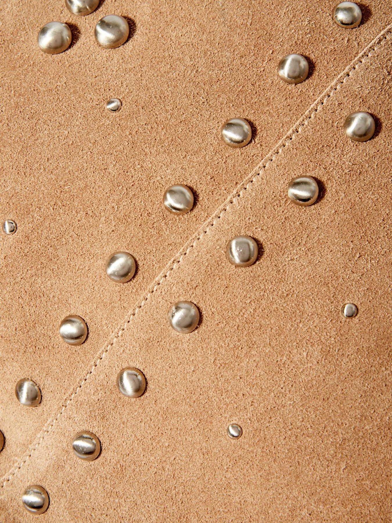 Image 5 of 5 of Mint Velvet Neutral Suede Studded Bag - Beige