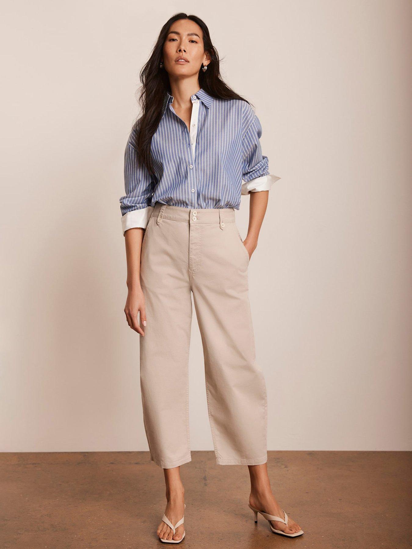 Image 3 of 6 of Mint Velvet Neutral Barrel Leg Chino Trousers - Beige