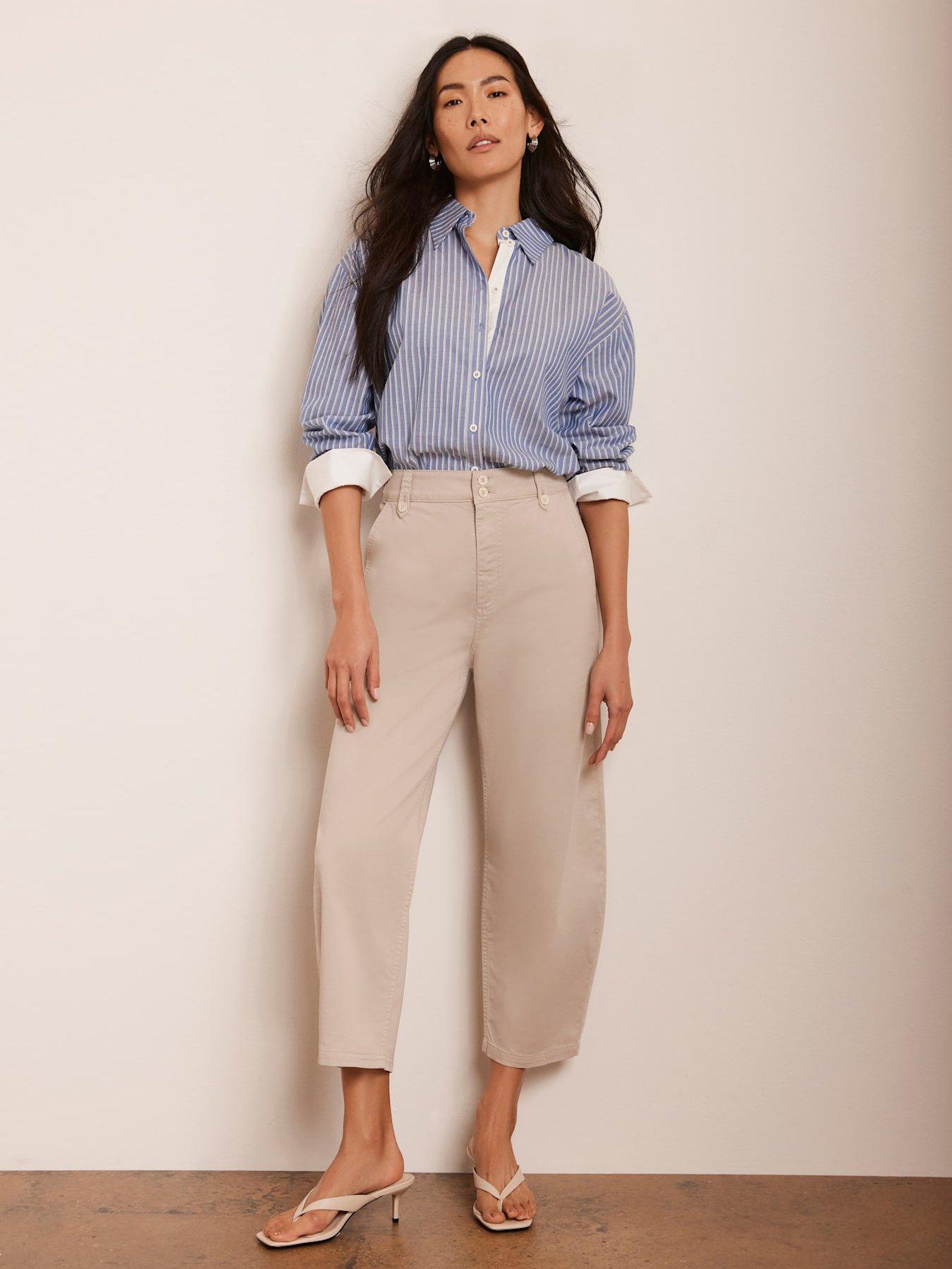 Image 4 of 6 of Mint Velvet Neutral Barrel Leg Chino Trousers - Beige