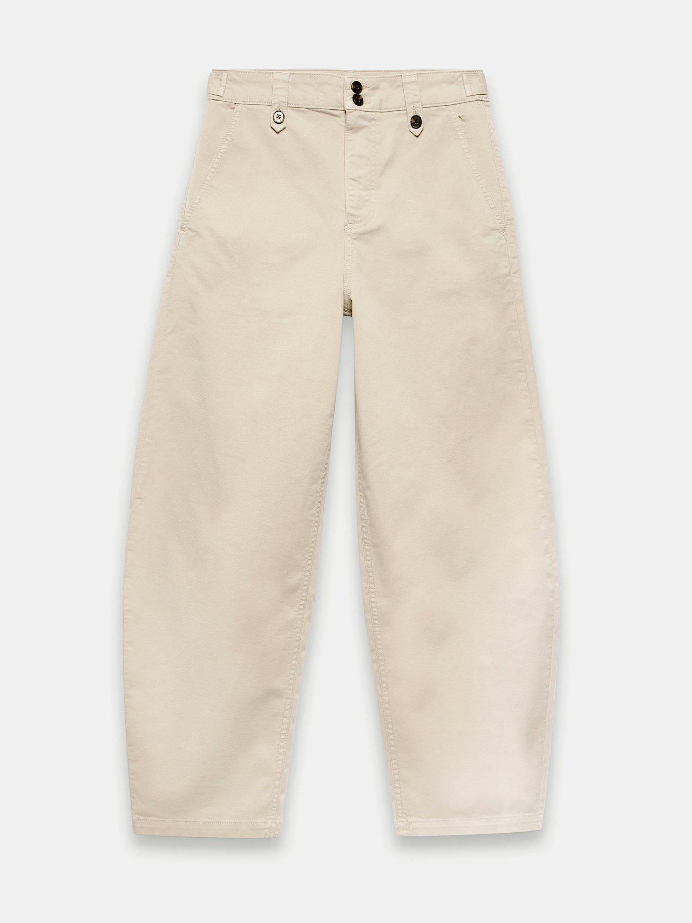 Image 6 of 6 of Mint Velvet Neutral Barrel Leg Chino Trousers - Beige
