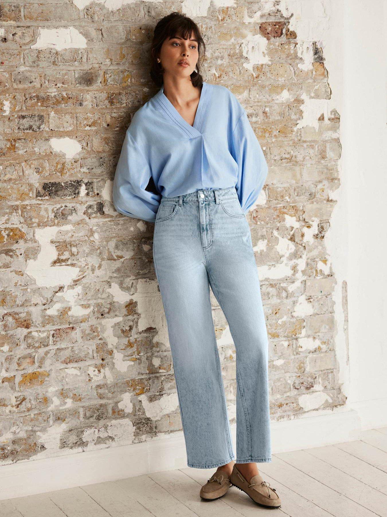 Image 1 of 6 of Mint Velvet Light Indigo Relaxed Tapered Jeans - Blue