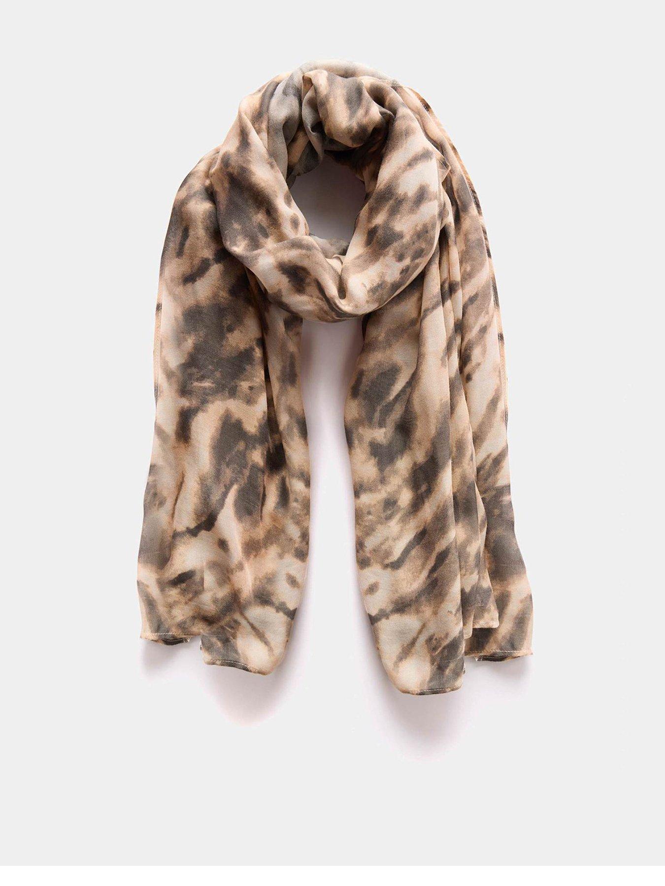 undefined Animal Print Lightweight Scarf - Beige