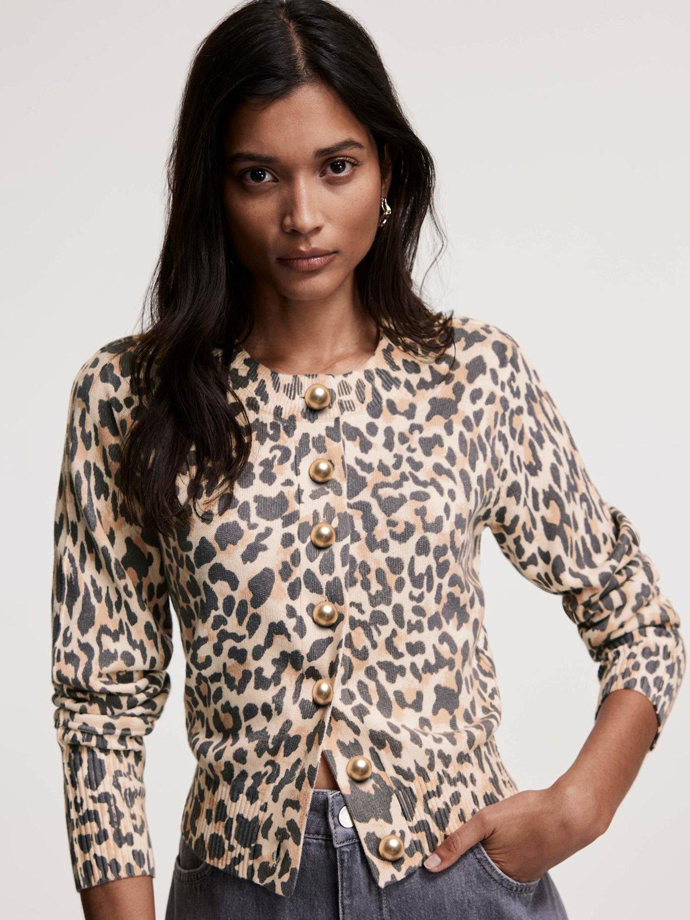 undefined Leopard Print Cardigan - Cream