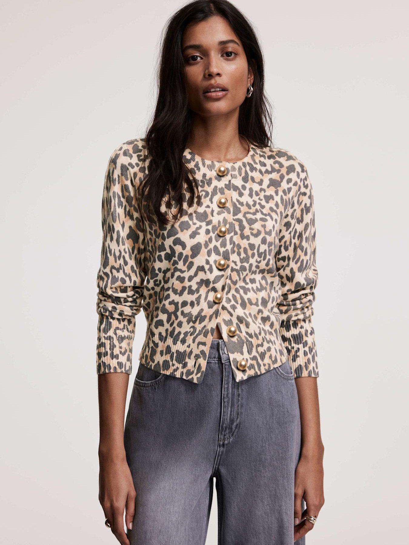 Mint Velvet Leopard Print Cardigan Cream Very