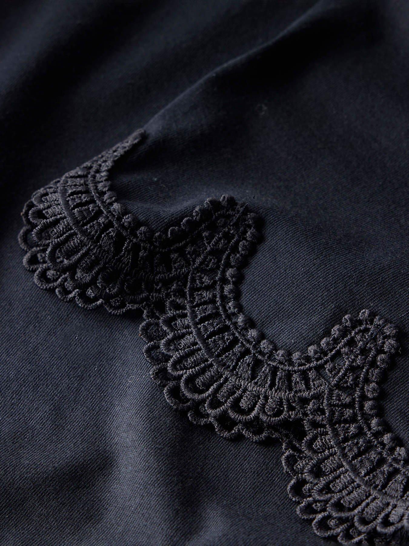 Image 4 of 5 of Mint Velvet Cotton Lace Trim T-Shirt - Navy