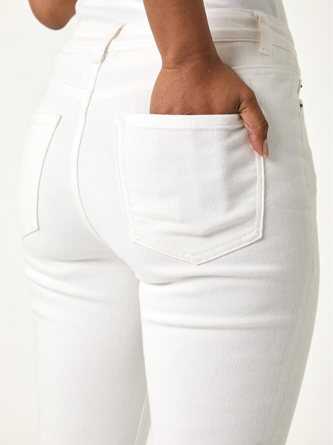 Image 5 of 5 of Roman Petite Slim Crop Stretch Jeans - White