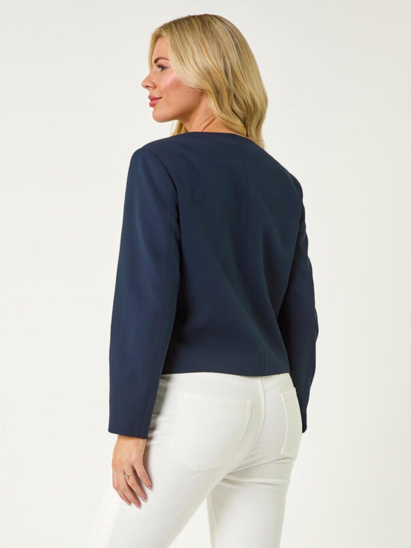 Image 2 of 5 of Roman Petite Button Fastening Jacket - Navy