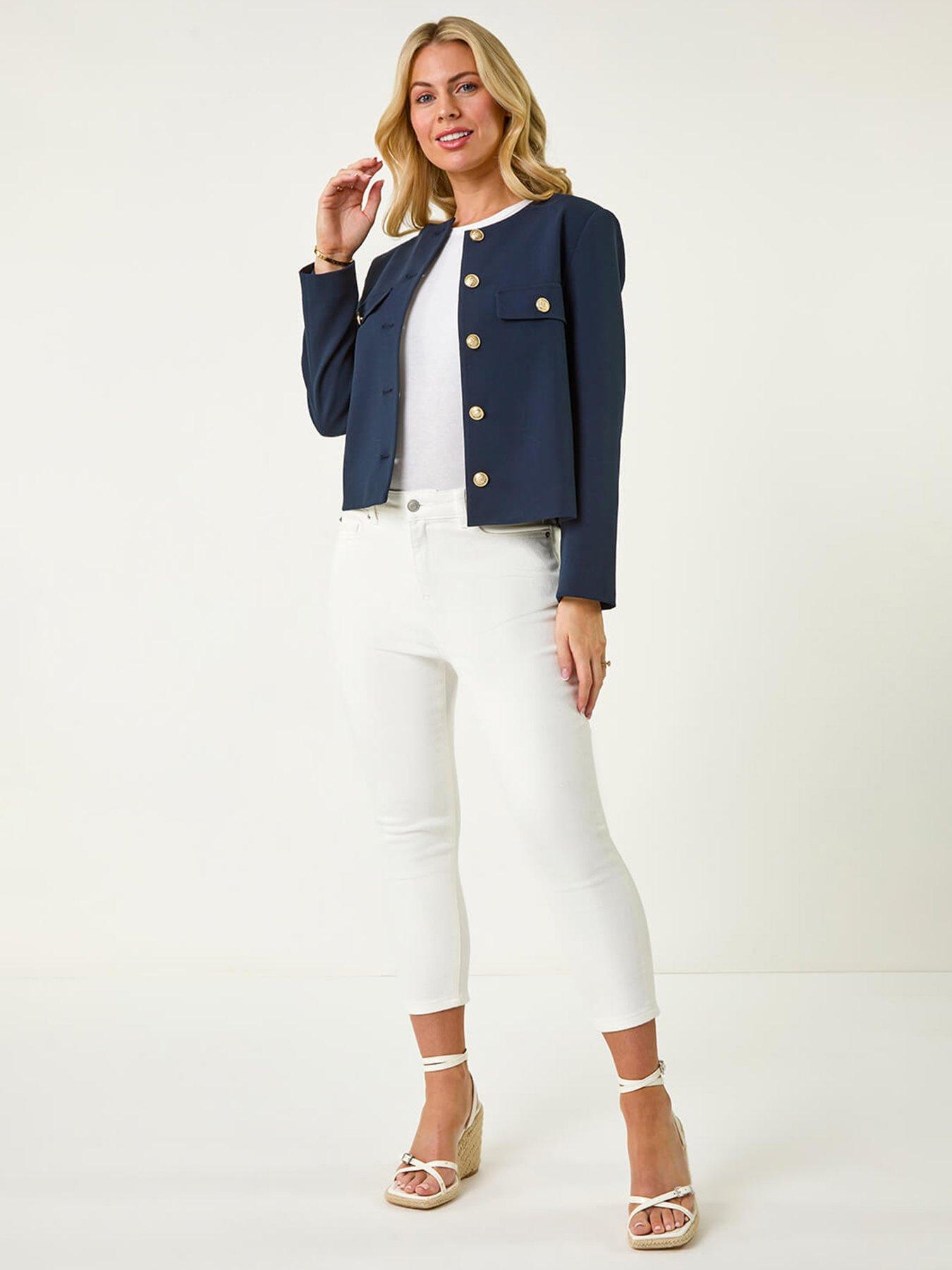 Image 3 of 5 of Roman Petite Button Fastening Jacket - Navy