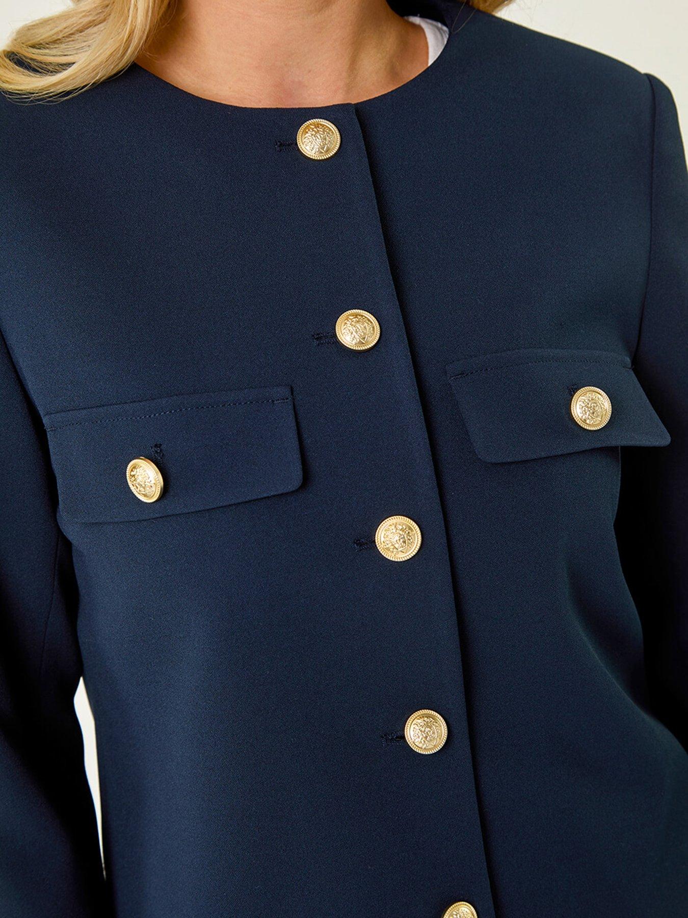 Image 5 of 5 of Roman Petite Button Fastening Jacket - Navy