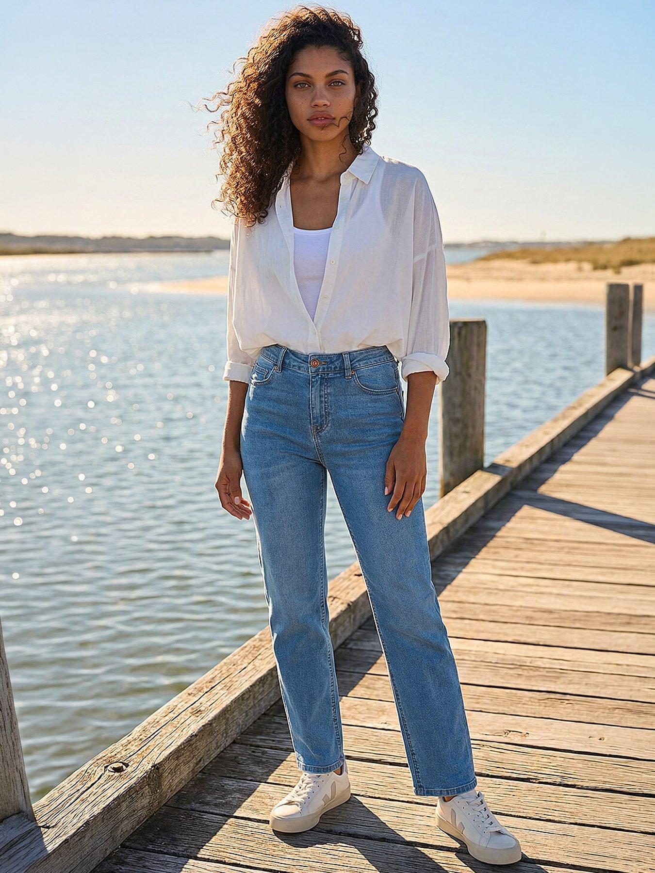 Roman Petite Stretch Straight Leg Jeans - Denim