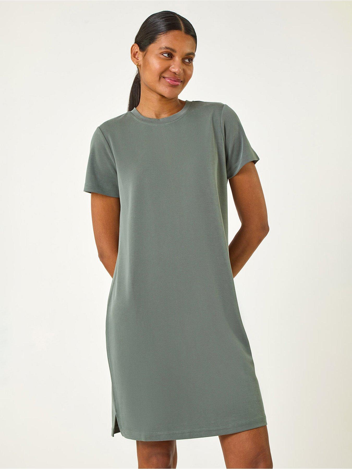 Roman Short Sleeve T-shirt Dress Khaki Very