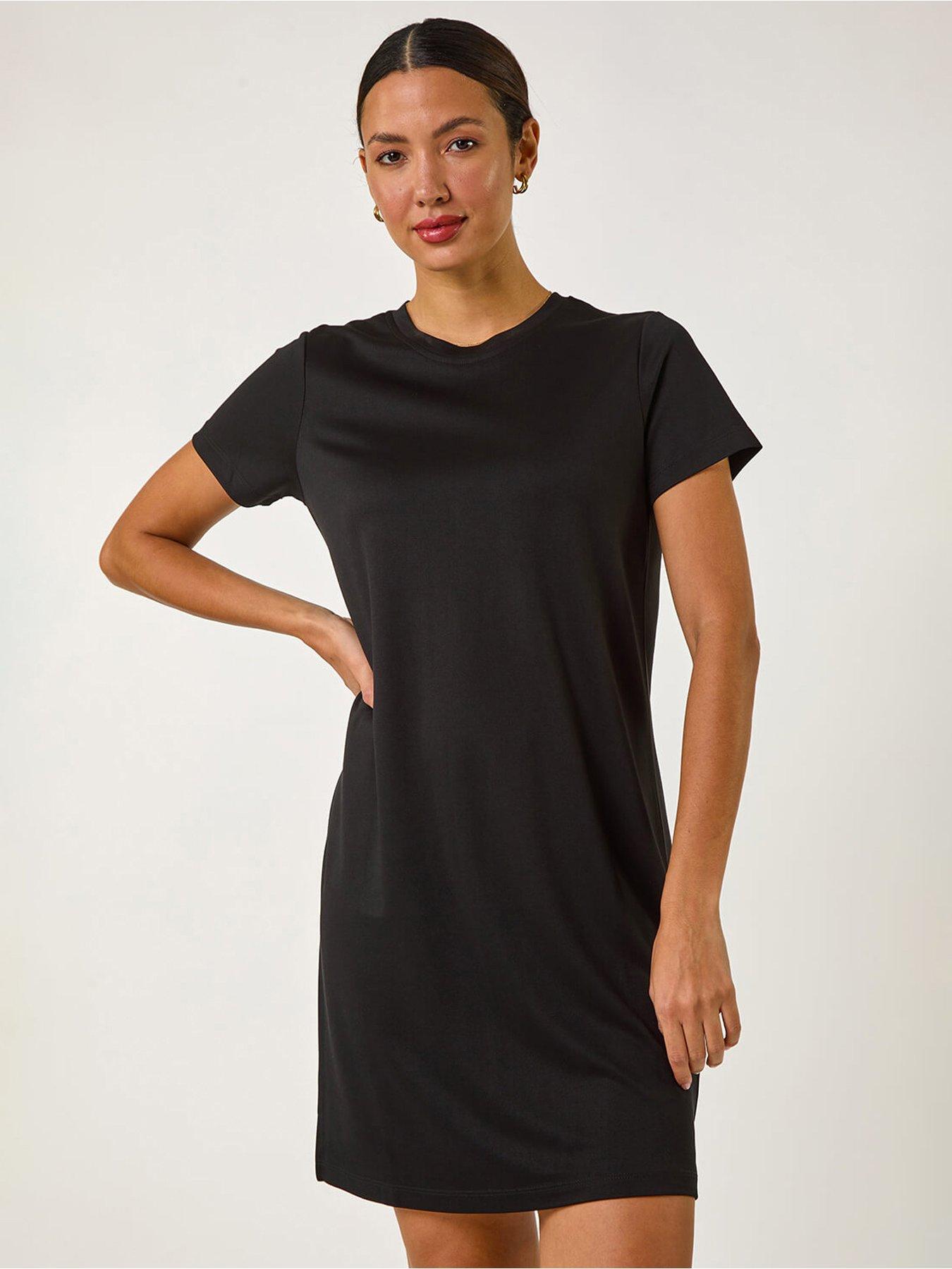 undefined Short Sleeve T-shirt Dress - Black