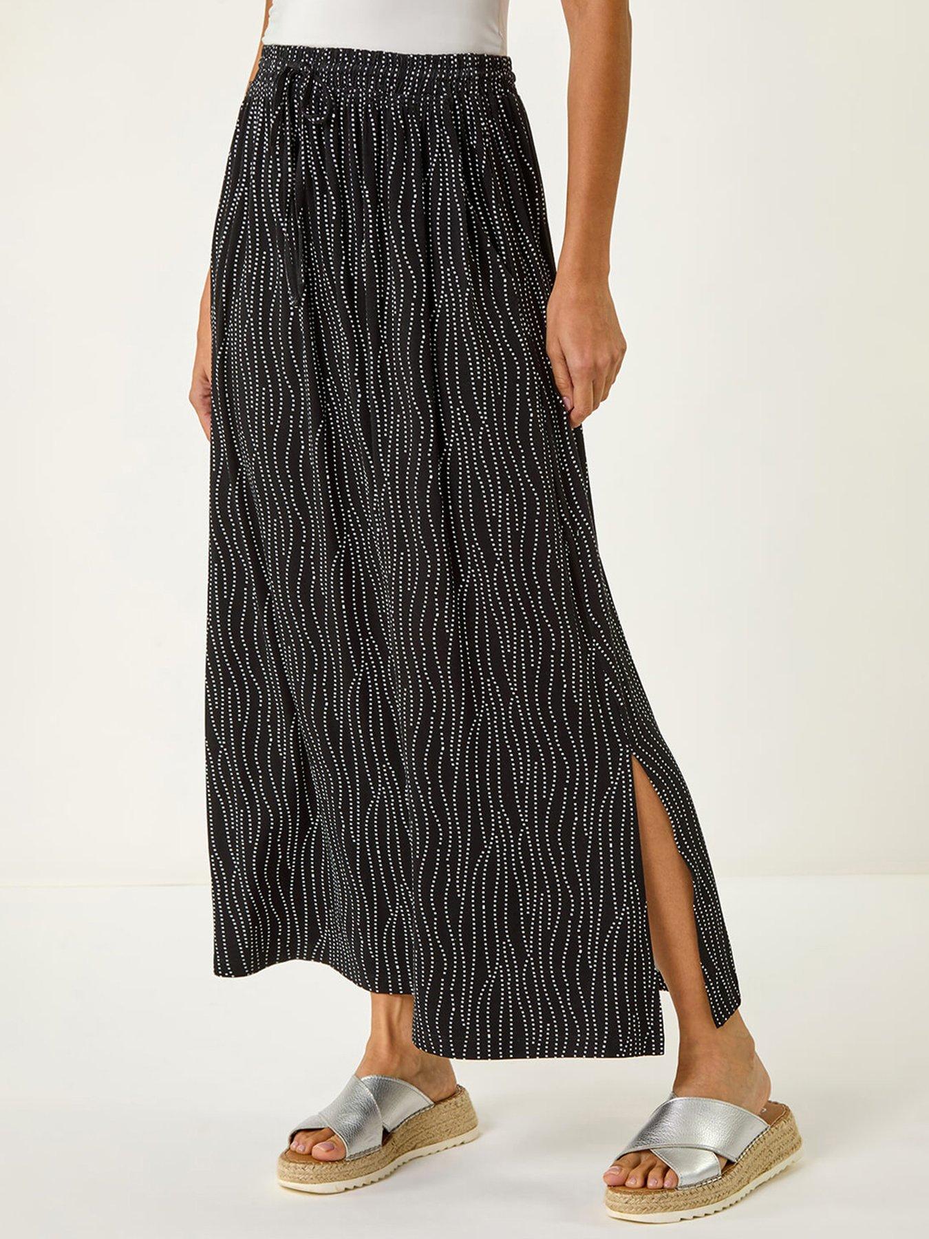 undefined Swirl & Spot Print A-line Skirt - Black