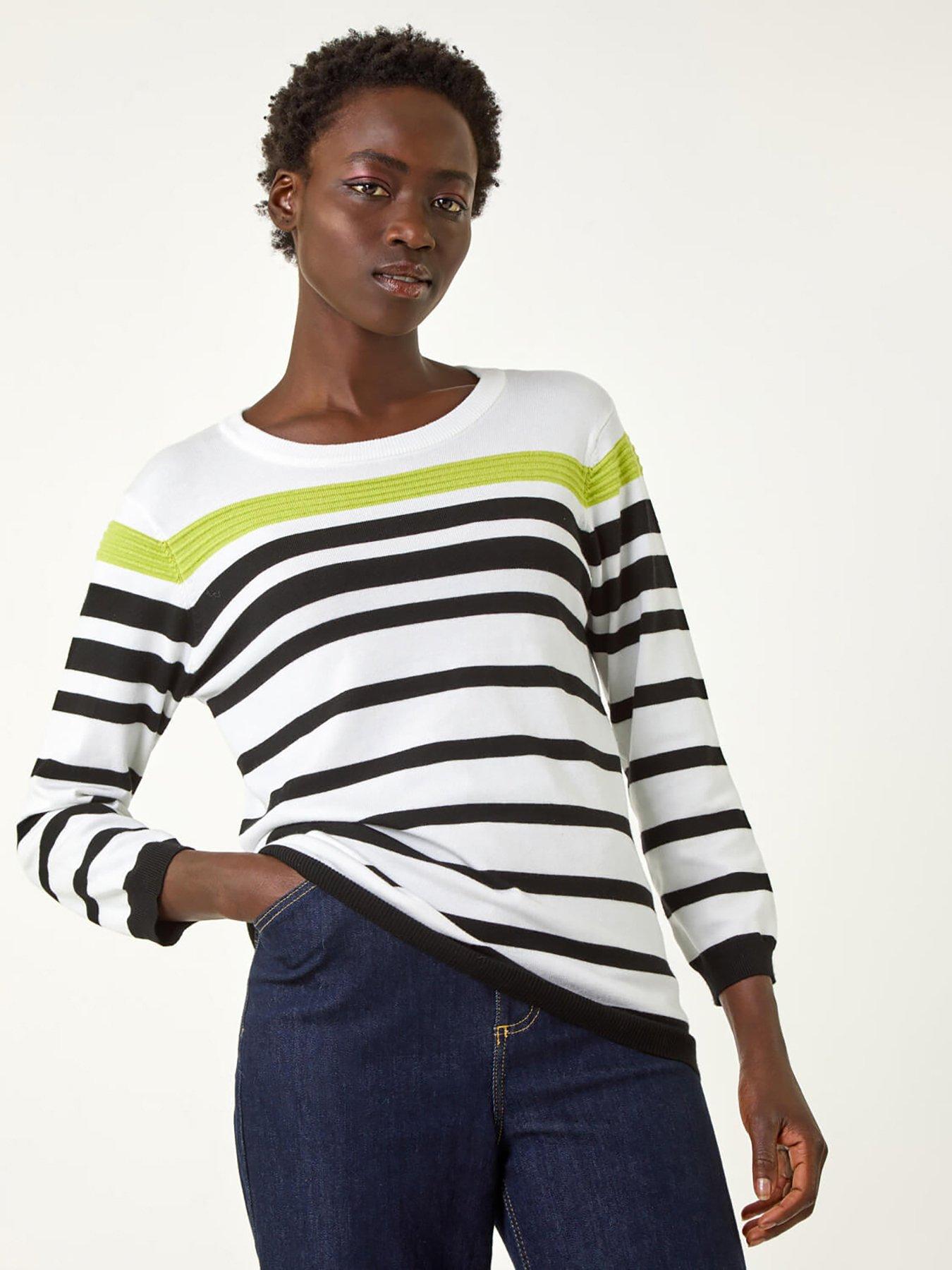 undefined Stripe Print Colour Knit Jumper  - Ivory