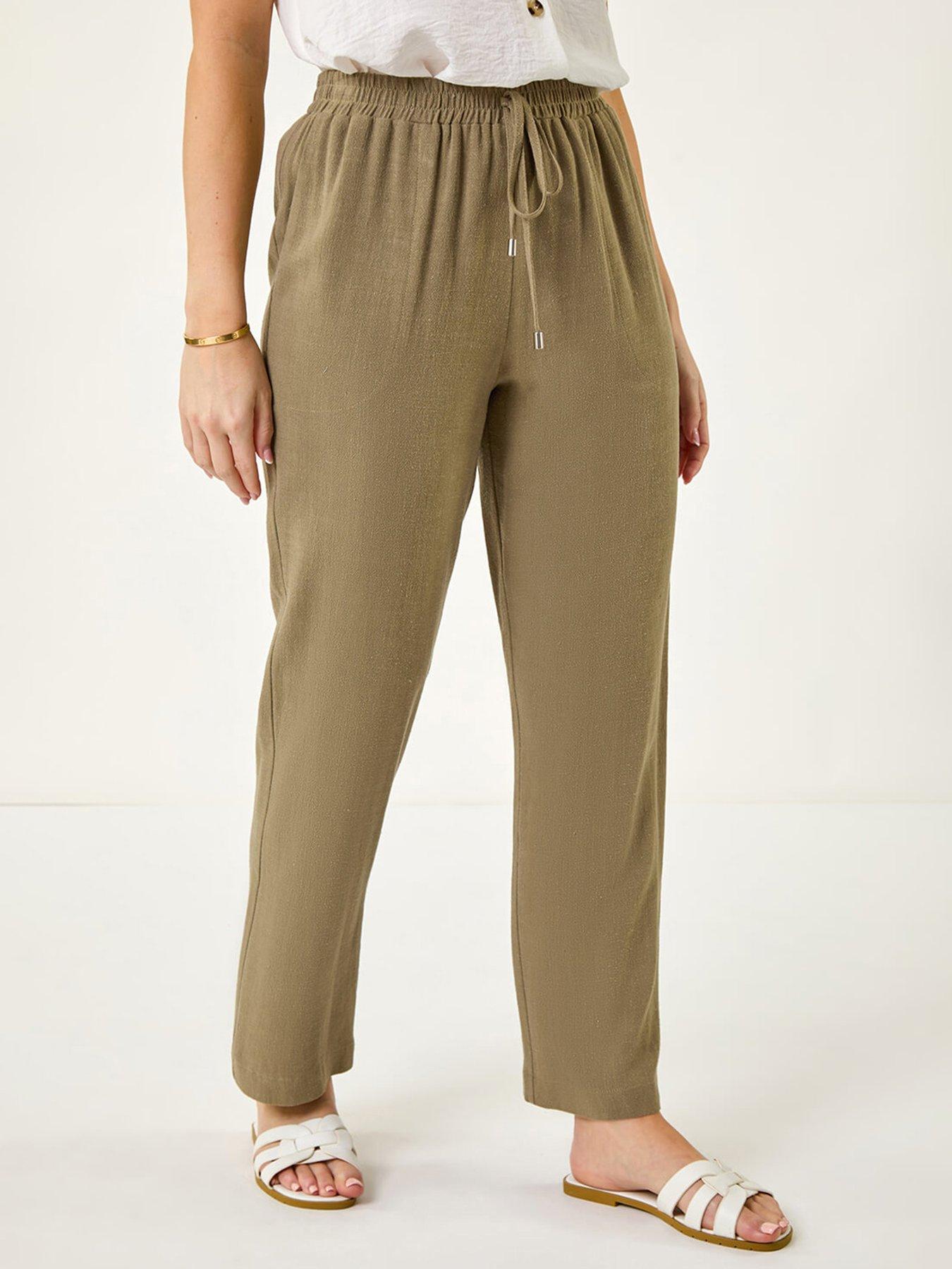 Roman Petite Linen Mix Trousers - Khaki