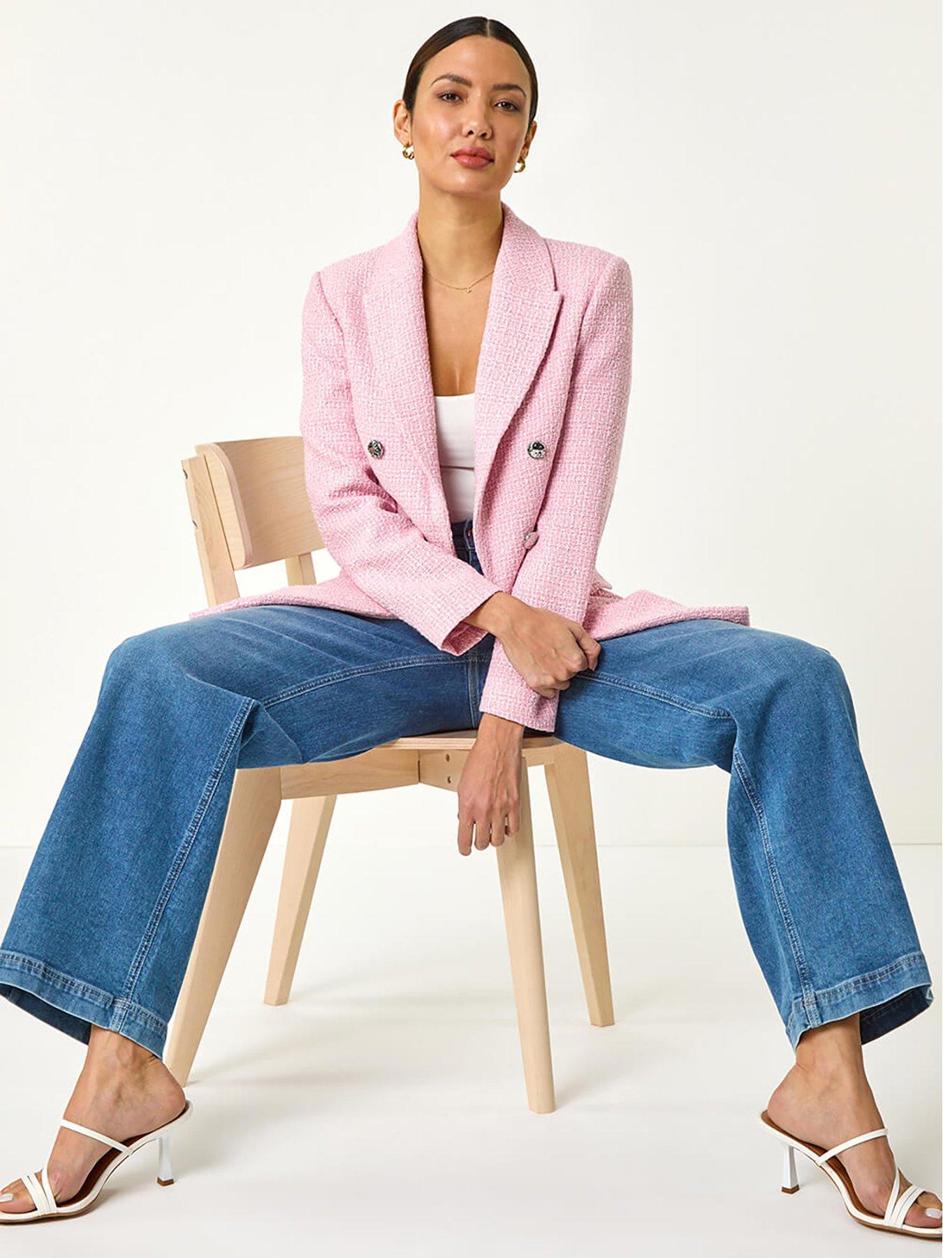 Roman Tailored Longline Boucle Jacket Pink Very