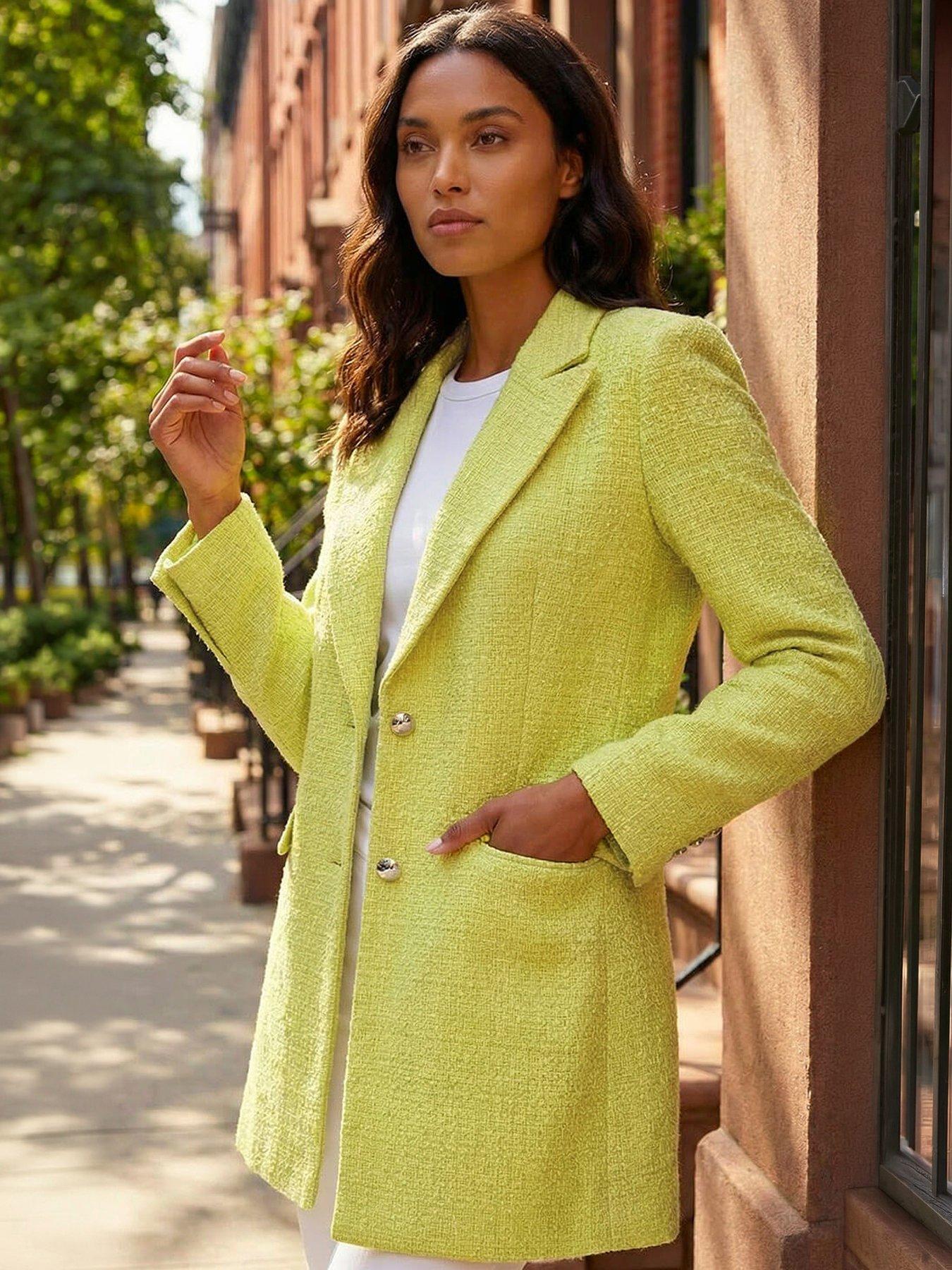 Roman Longline Boucle Textured Jacket - Lime