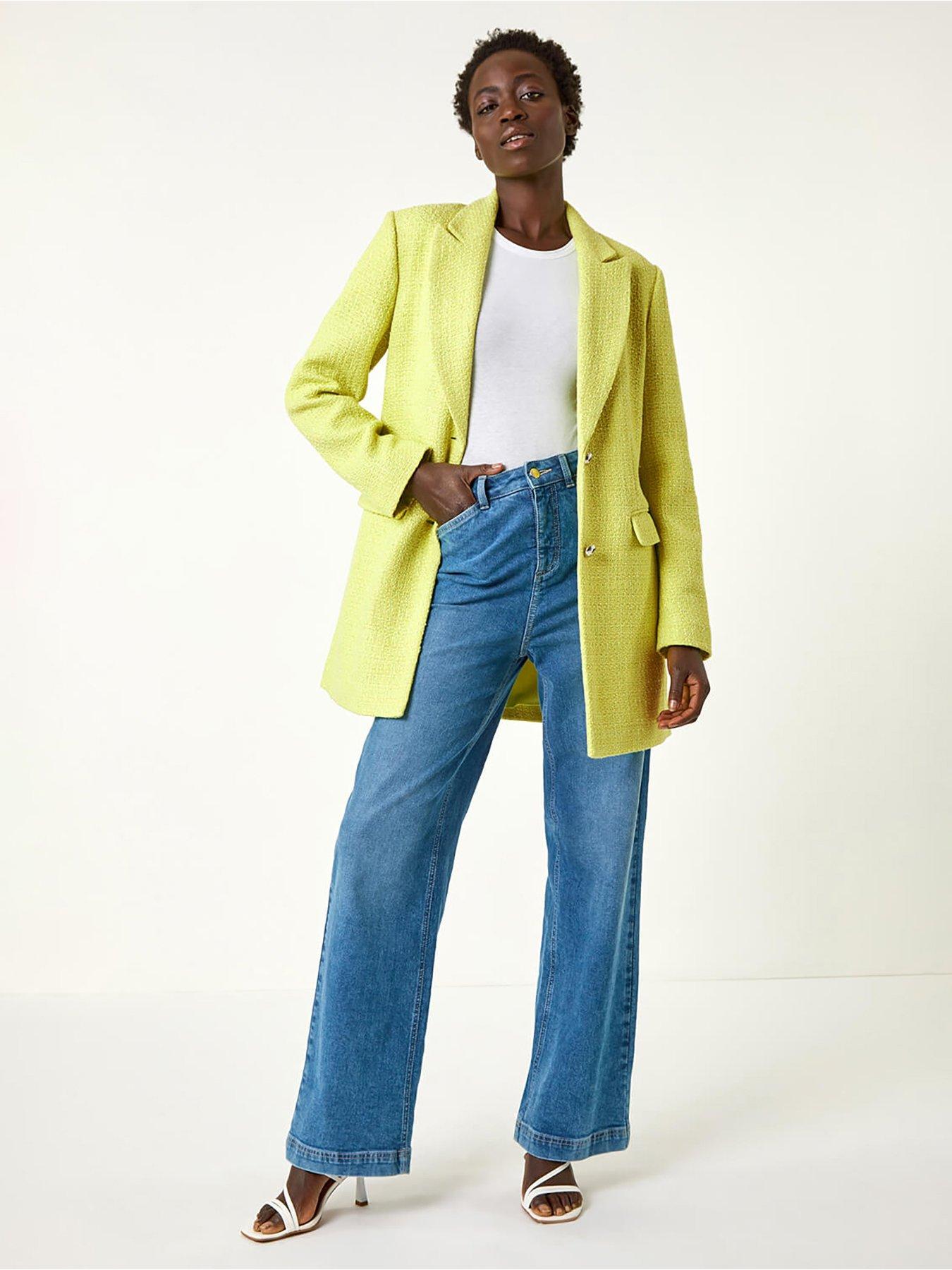 Image 3 of 5 of Roman Longline Boucle Textured Jacket - Lime