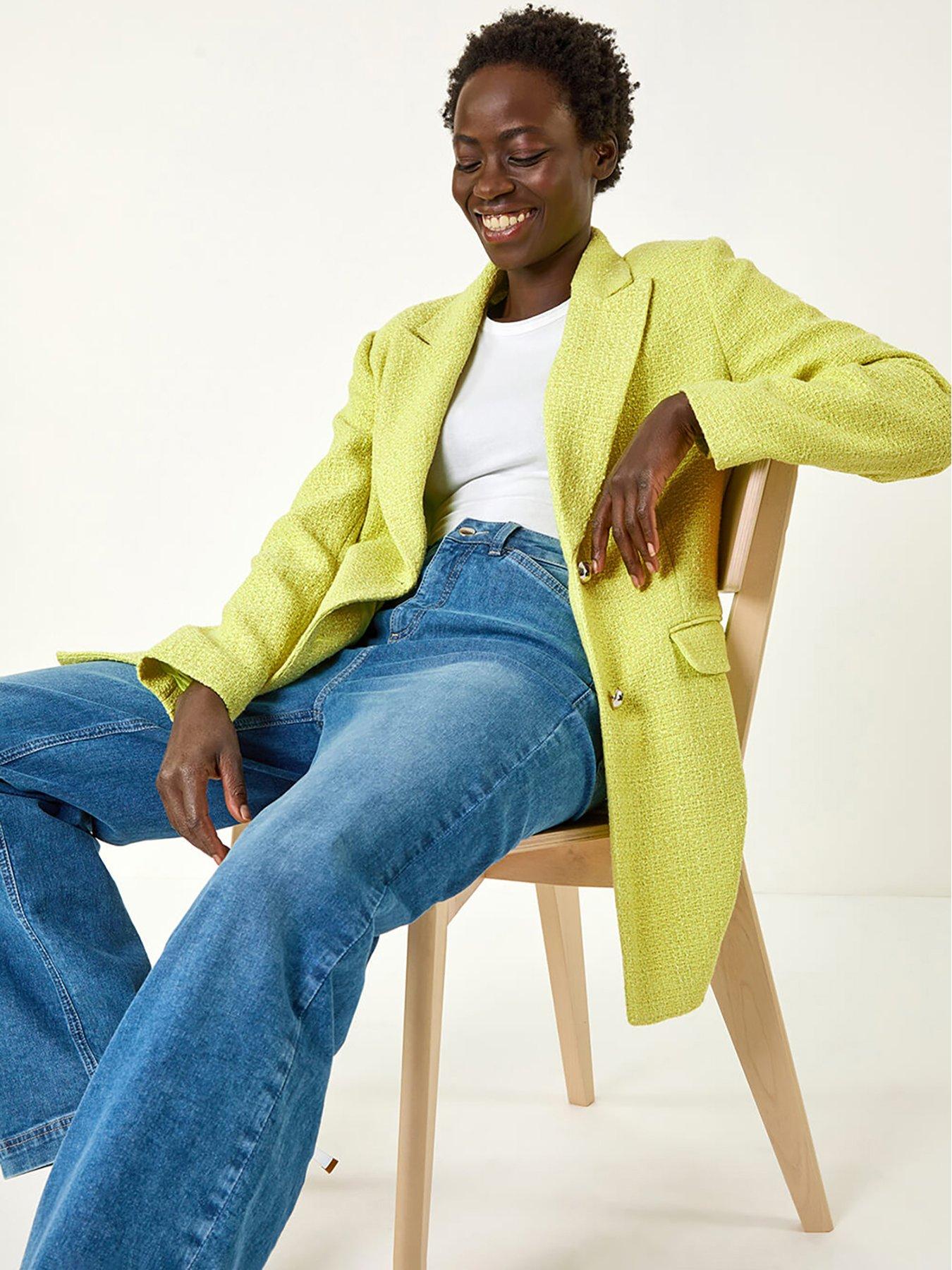 Image 4 of 5 of Roman Longline Boucle Textured Jacket - Lime
