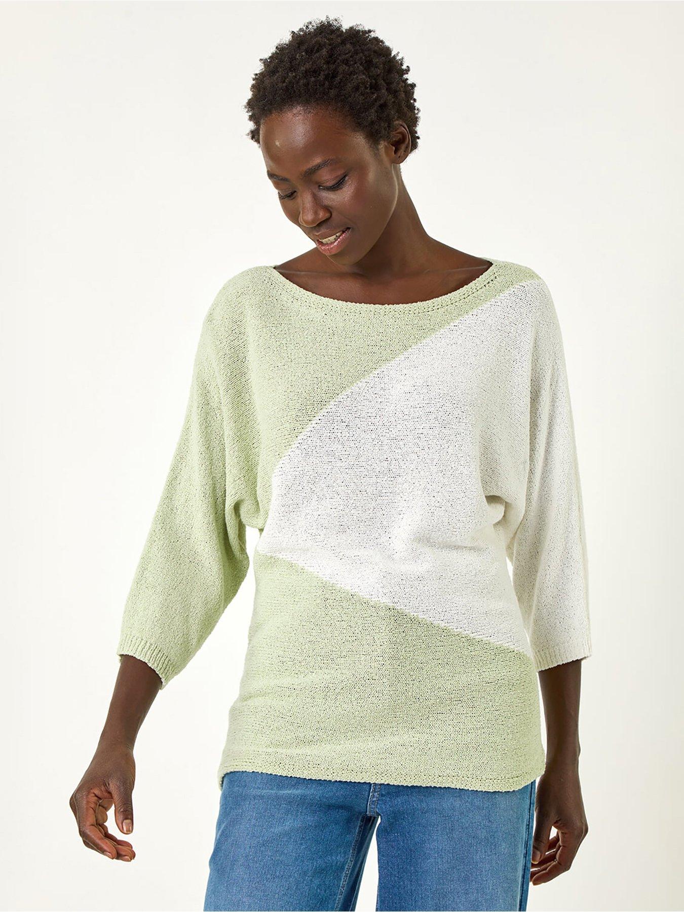 undefined 3 Colour Block Jumper - Pale Green