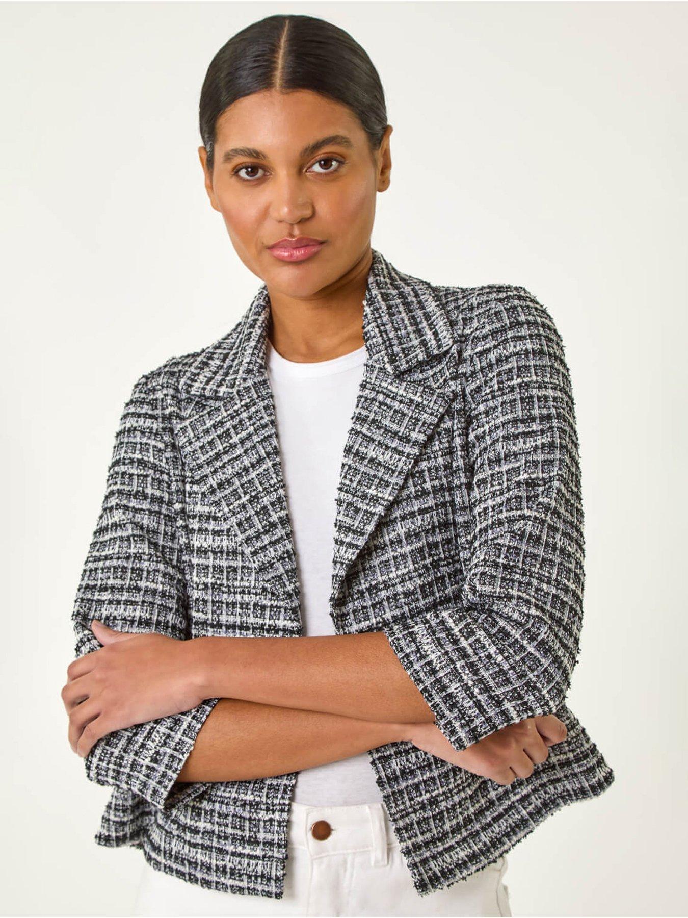 Image 1 of 4 of Roman Textured Check Blazer - Black