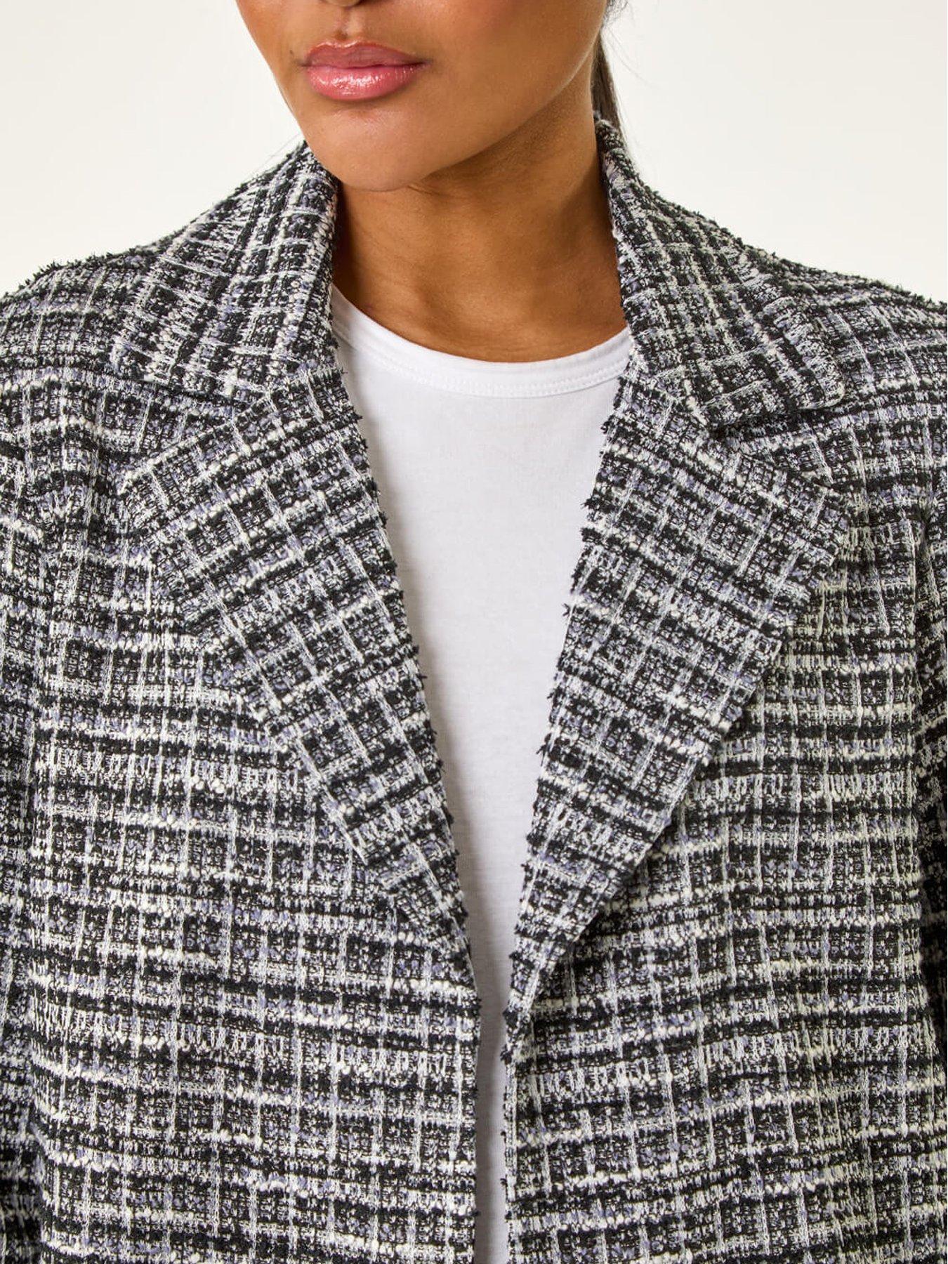 Image 4 of 4 of Roman Textured Check Blazer - Black