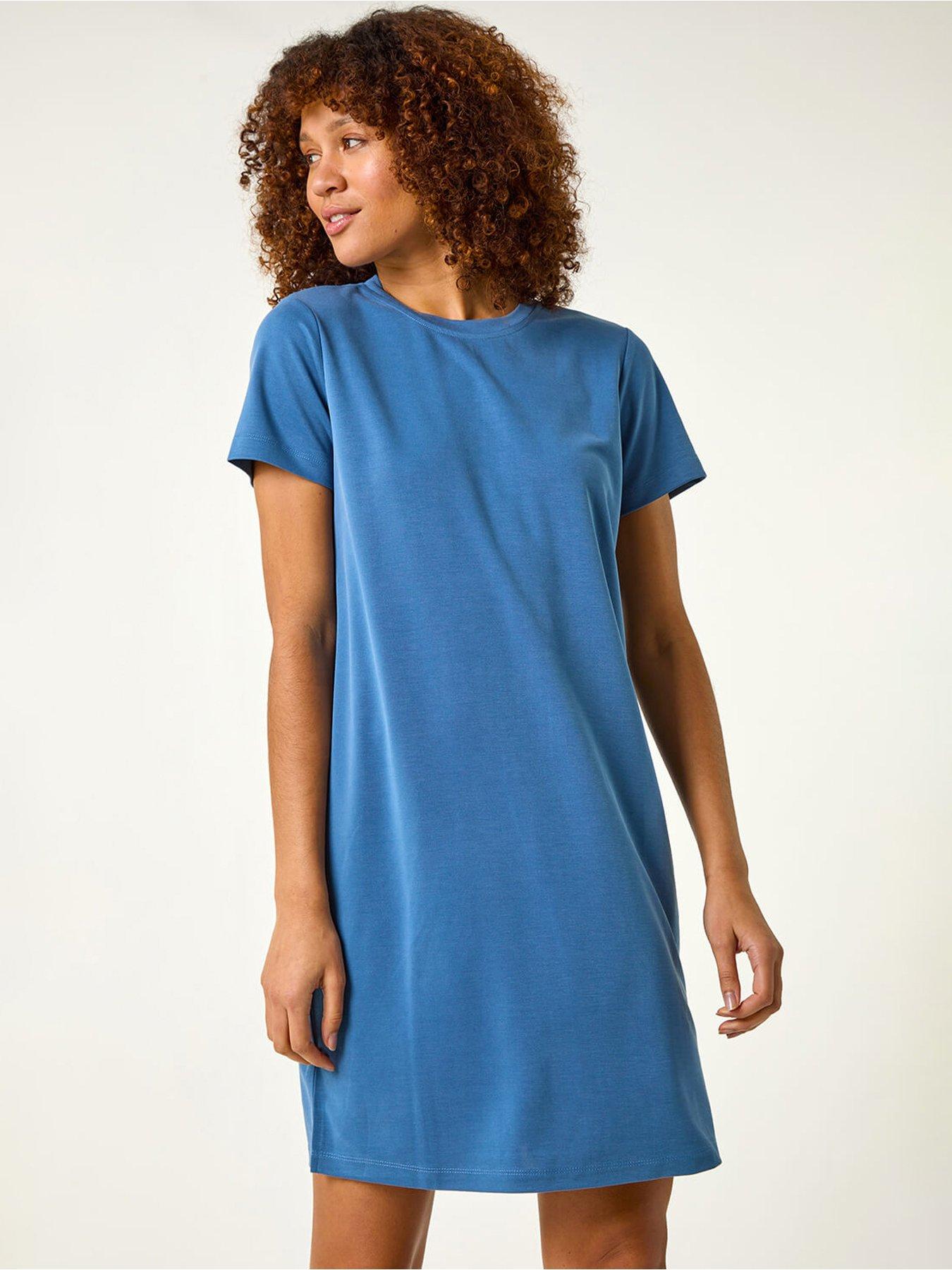 undefined Stitch Detail T-shirt Dress - Blue