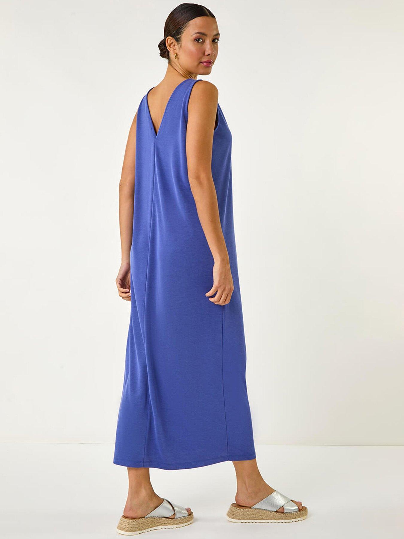 Image 2 of 5 of Roman Soft Pique Stretch Midi Dress - Blue