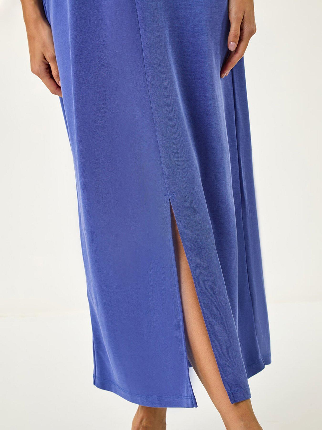 Image 5 of 5 of Roman Soft Pique Stretch Midi Dress - Blue
