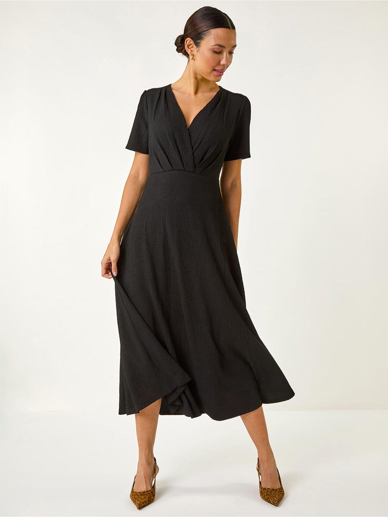 roman-textured-wrap-bodice-midi-dress-black