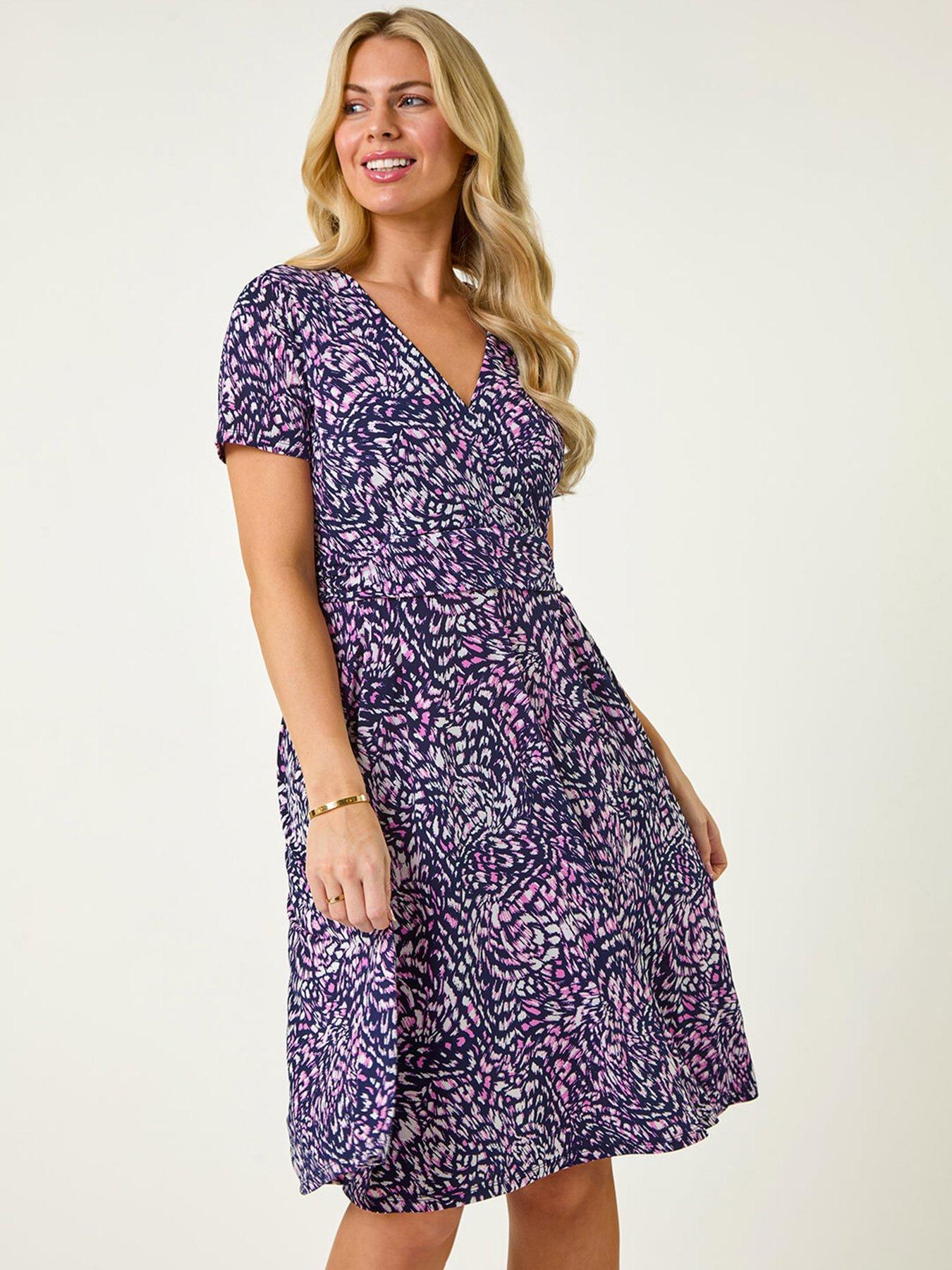 undefined Petite Abstract Gathered Dress - Pink