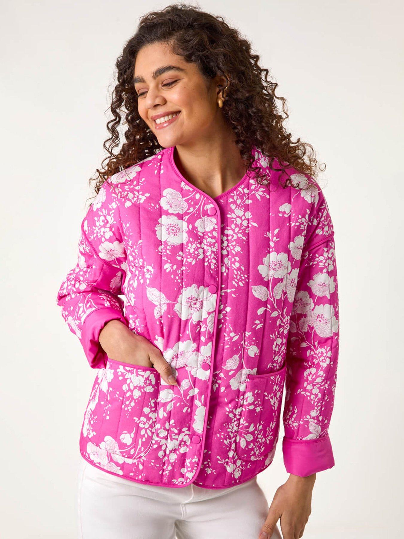 undefined Floral Print Cotton Jacket - Pink
