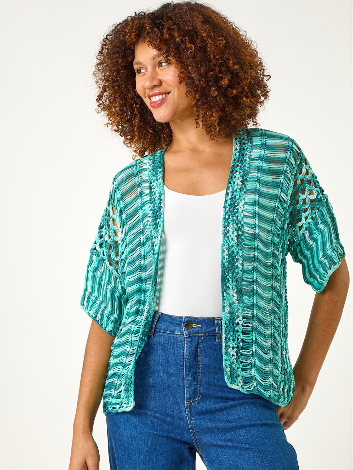 undefined Space Dye Knit Cardigan - Teal