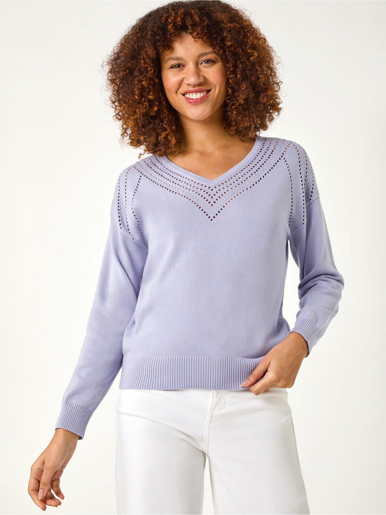 undefined Border Hotfix V-neck Jumper - Lilac