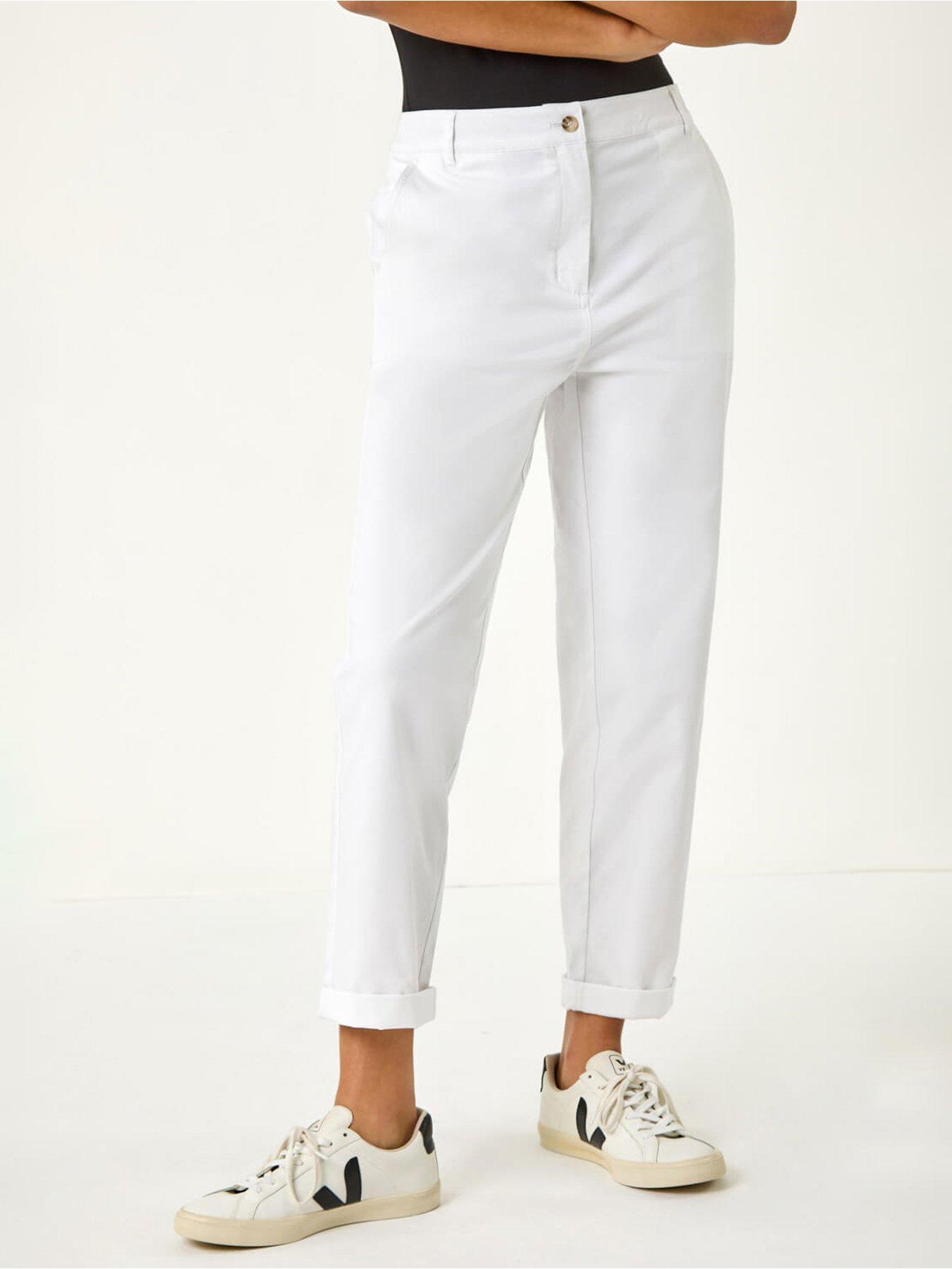 undefined Plain Cotton Chino Trousers - White