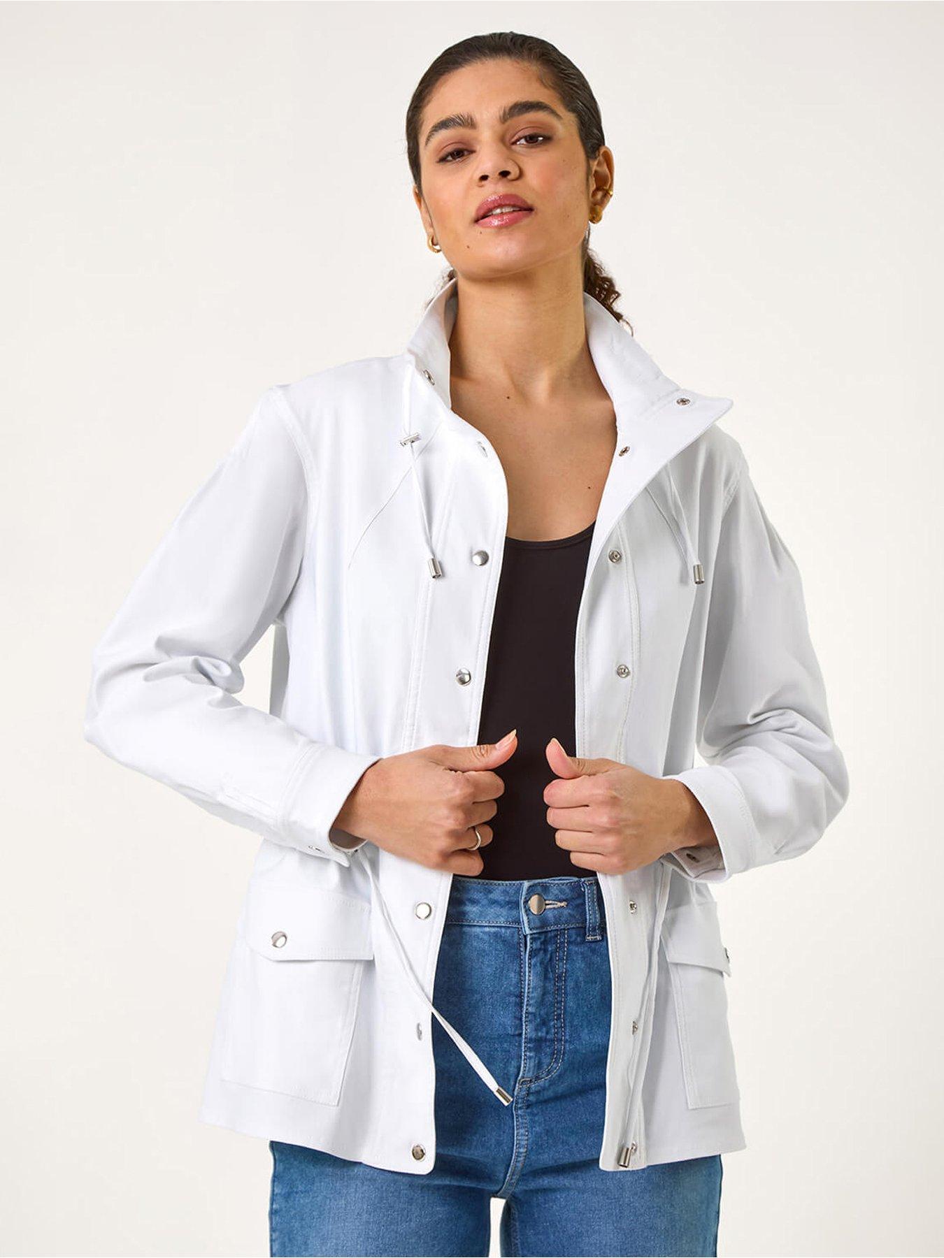 Image 1 of 5 of Roman Buttoned Safari Jacket - White