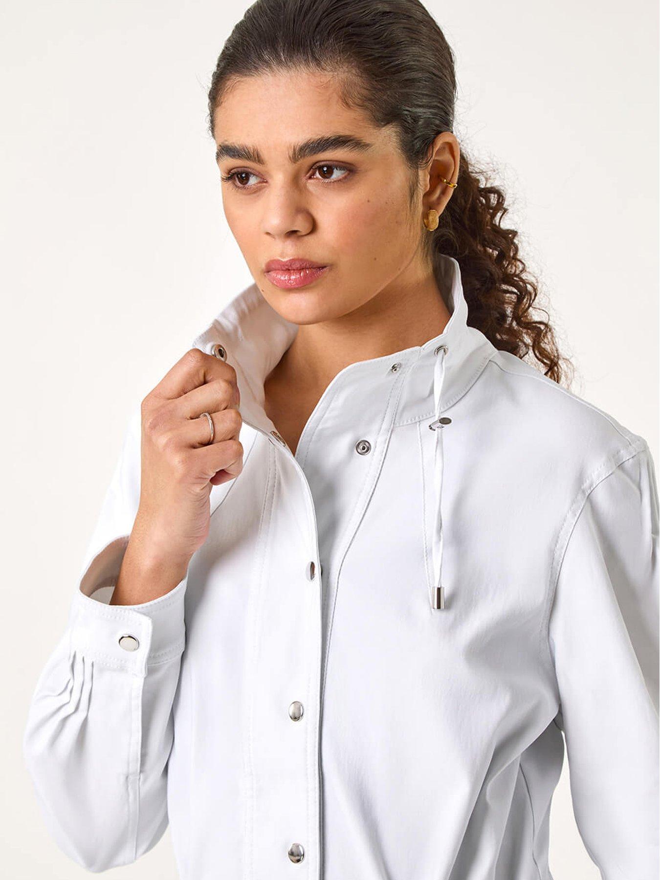 Image 4 of 5 of Roman Buttoned Safari Jacket - White
