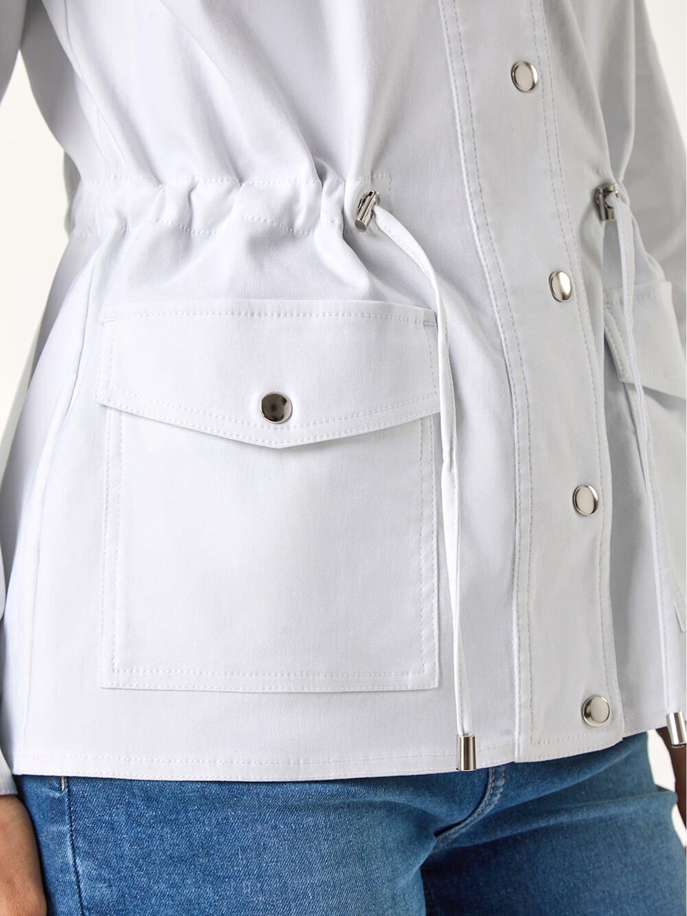 Image 5 of 5 of Roman Buttoned Safari Jacket - White