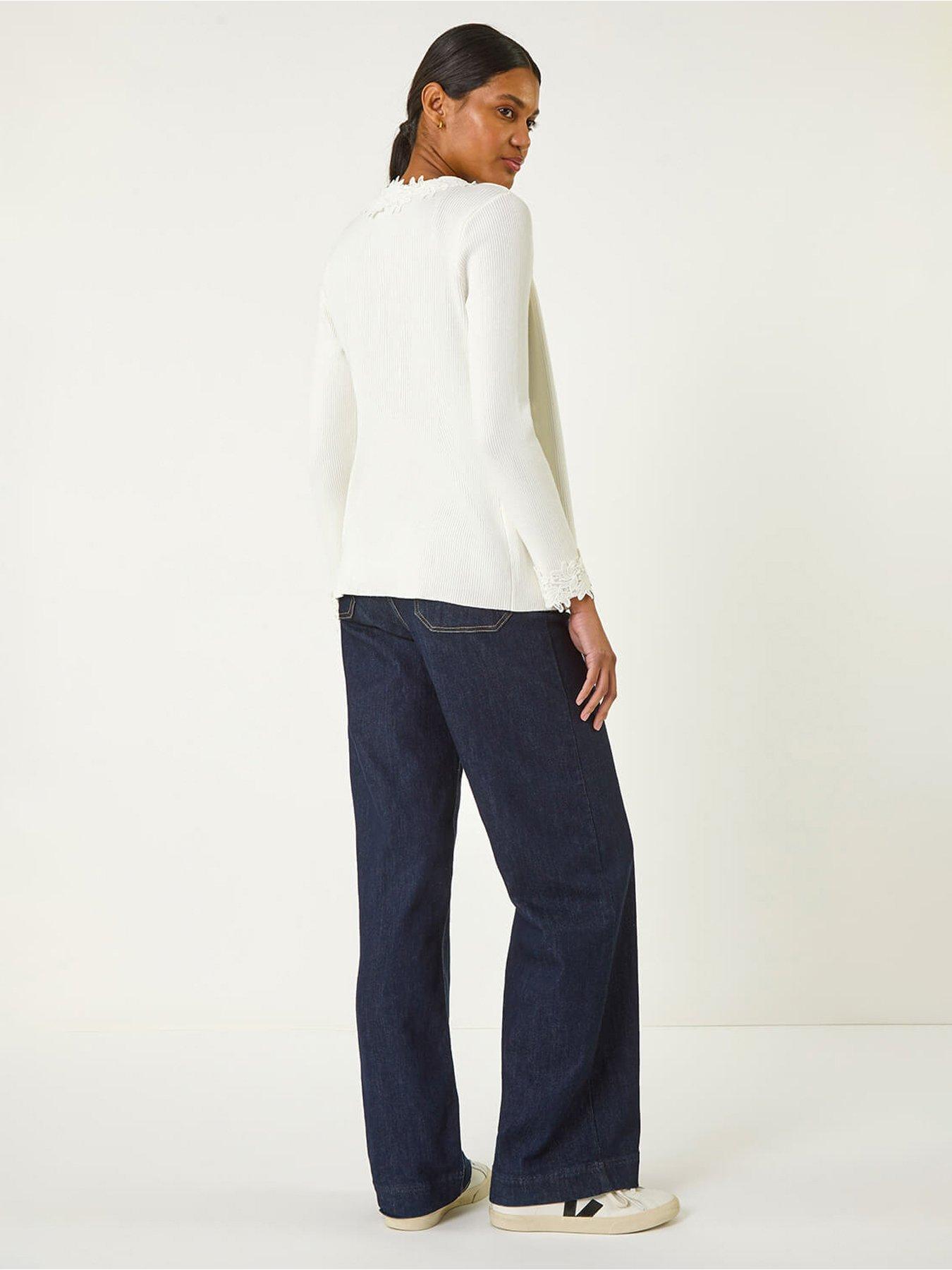 Roman Lace Trim Knit Cardigan - Ivory | Very