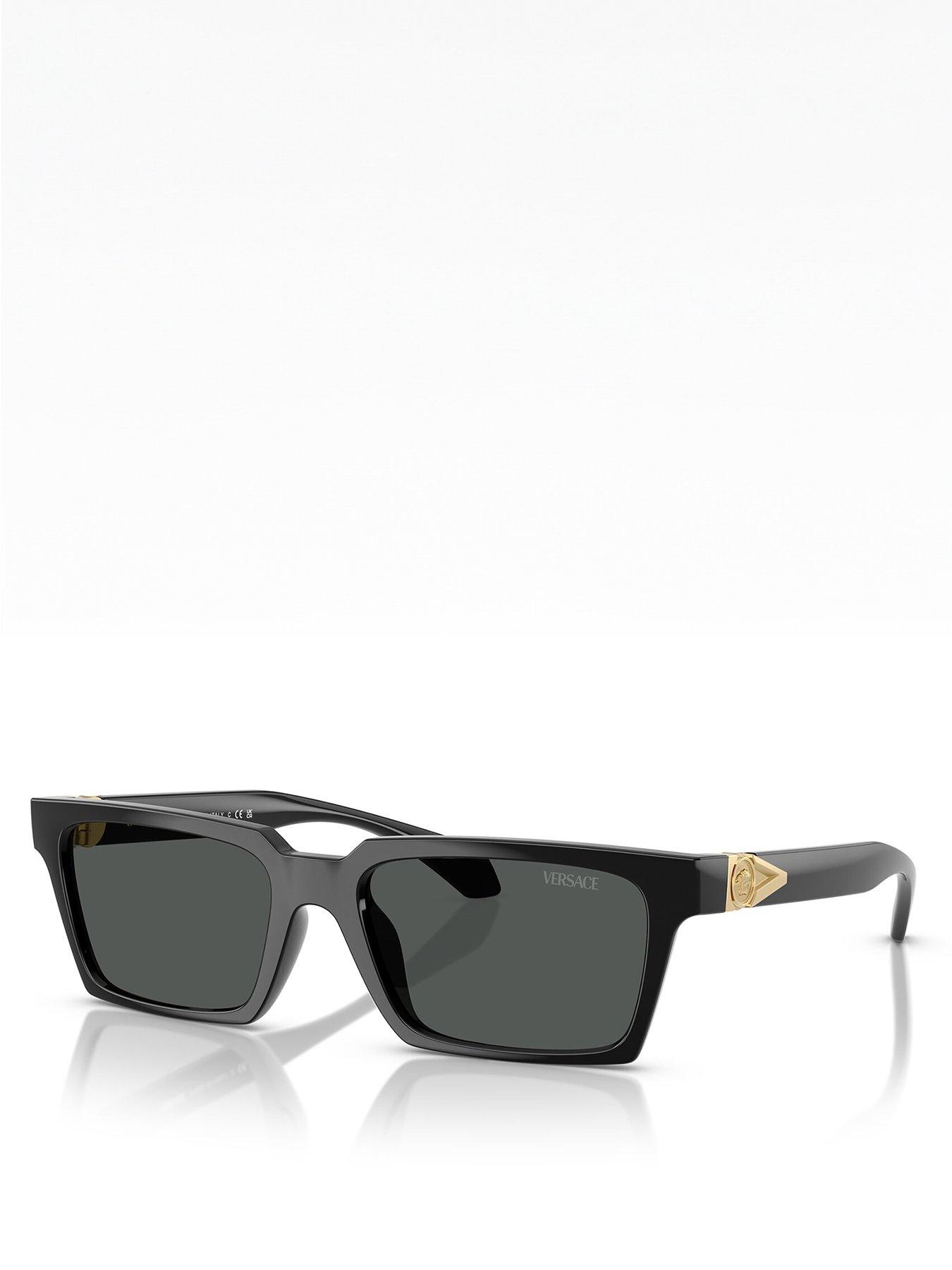 Image 1 of 4 of VERSACE 0Ve4490U Rectangle Sunglasses- Black