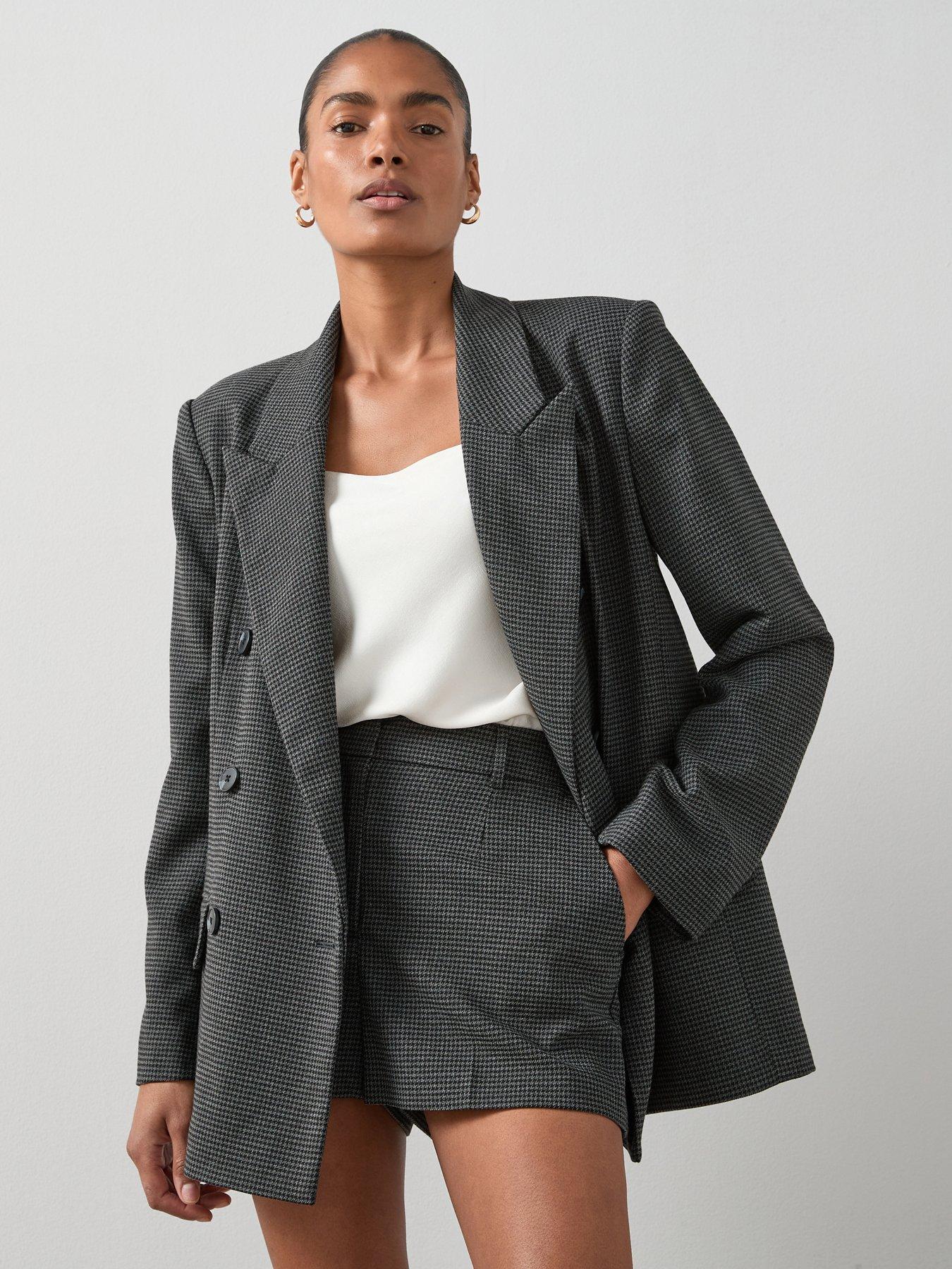 The Very Collection Oversized Check Blazer - Black