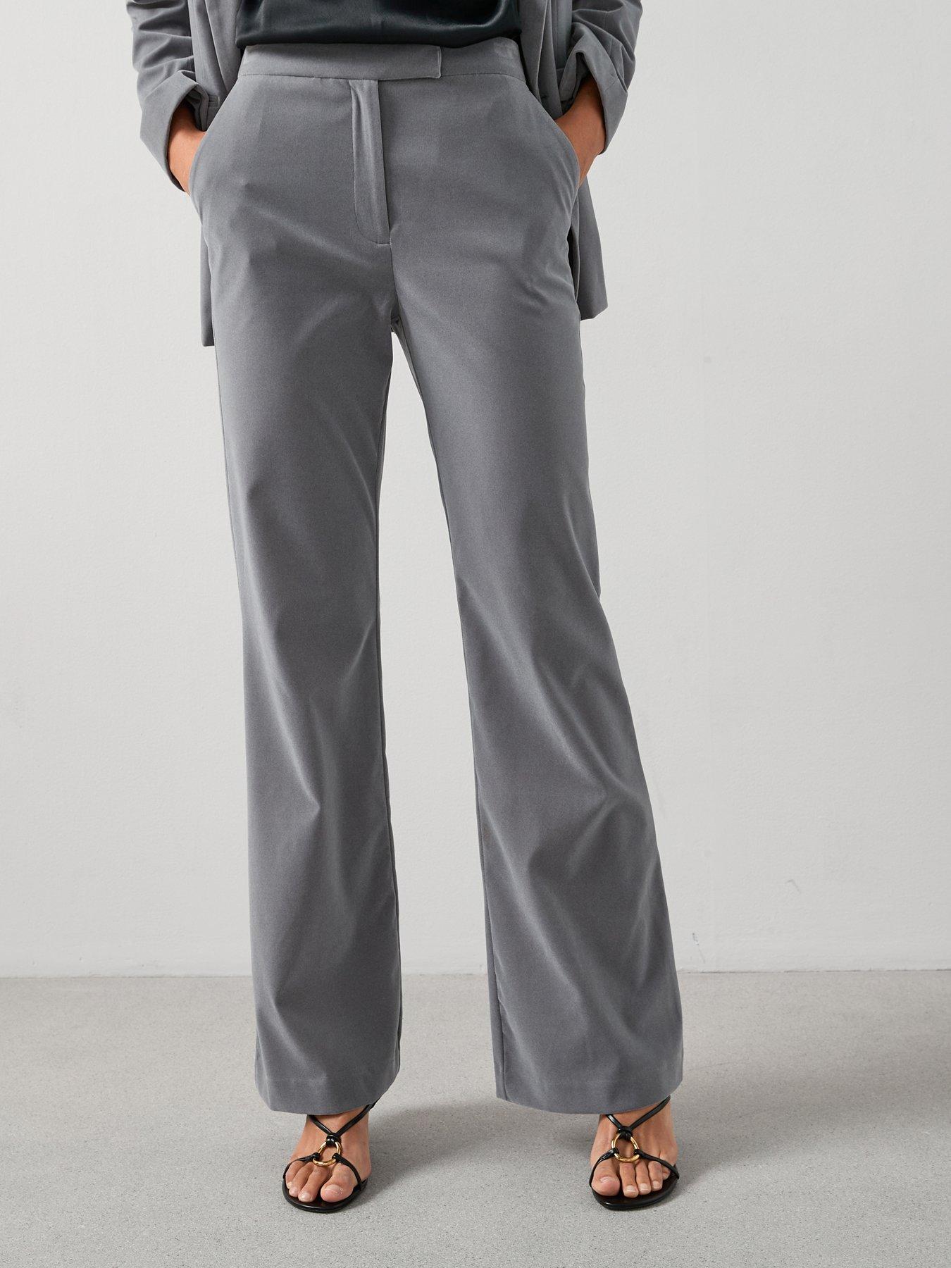 The Very Collection Relaxed Velvet Suit Trouser - Grey