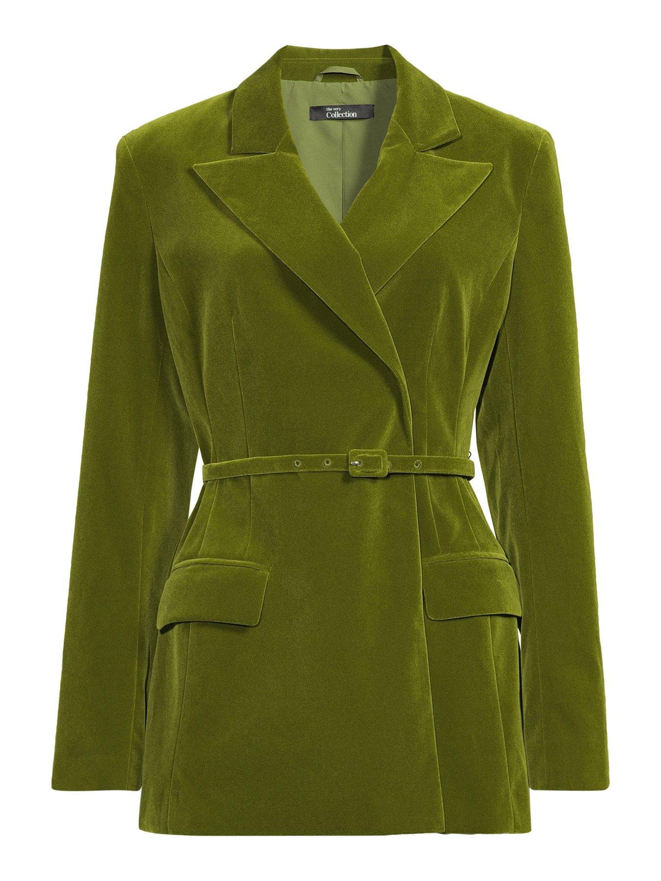 Image 7 of 7 of The Very Collection Sculpted Velvet Blazer - Green