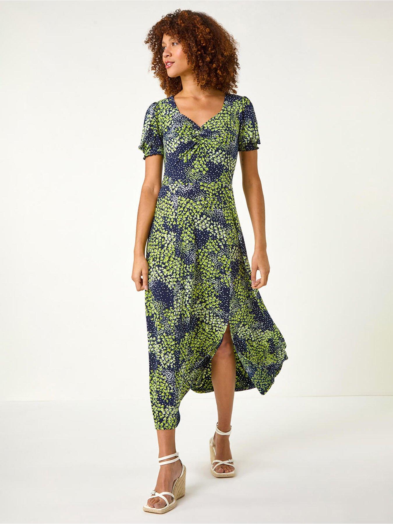 SAMPLE-Romee Lace Up Dress - Lime Floral