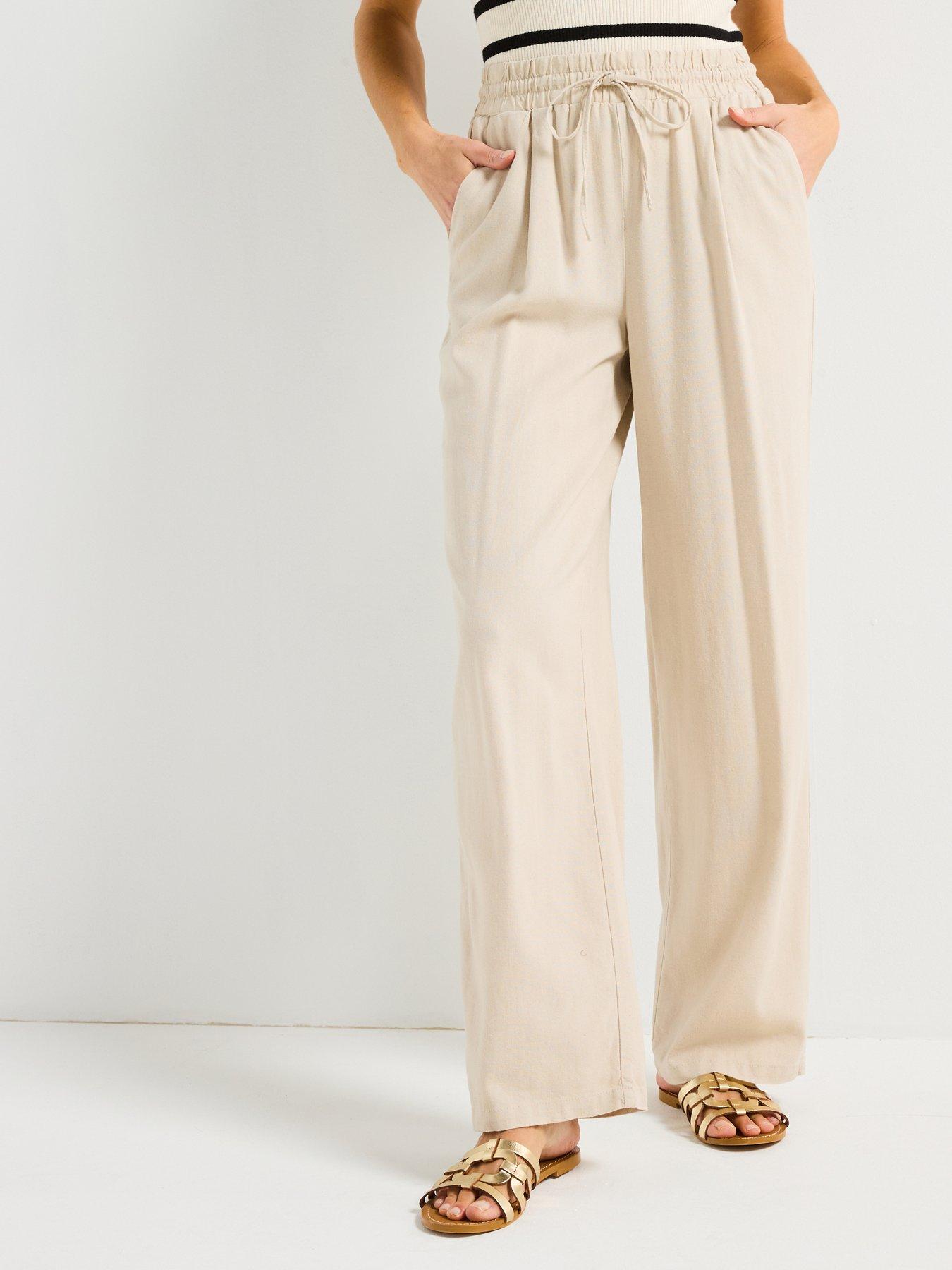 undefined Milo Woven Wide Leg Pant - Beige