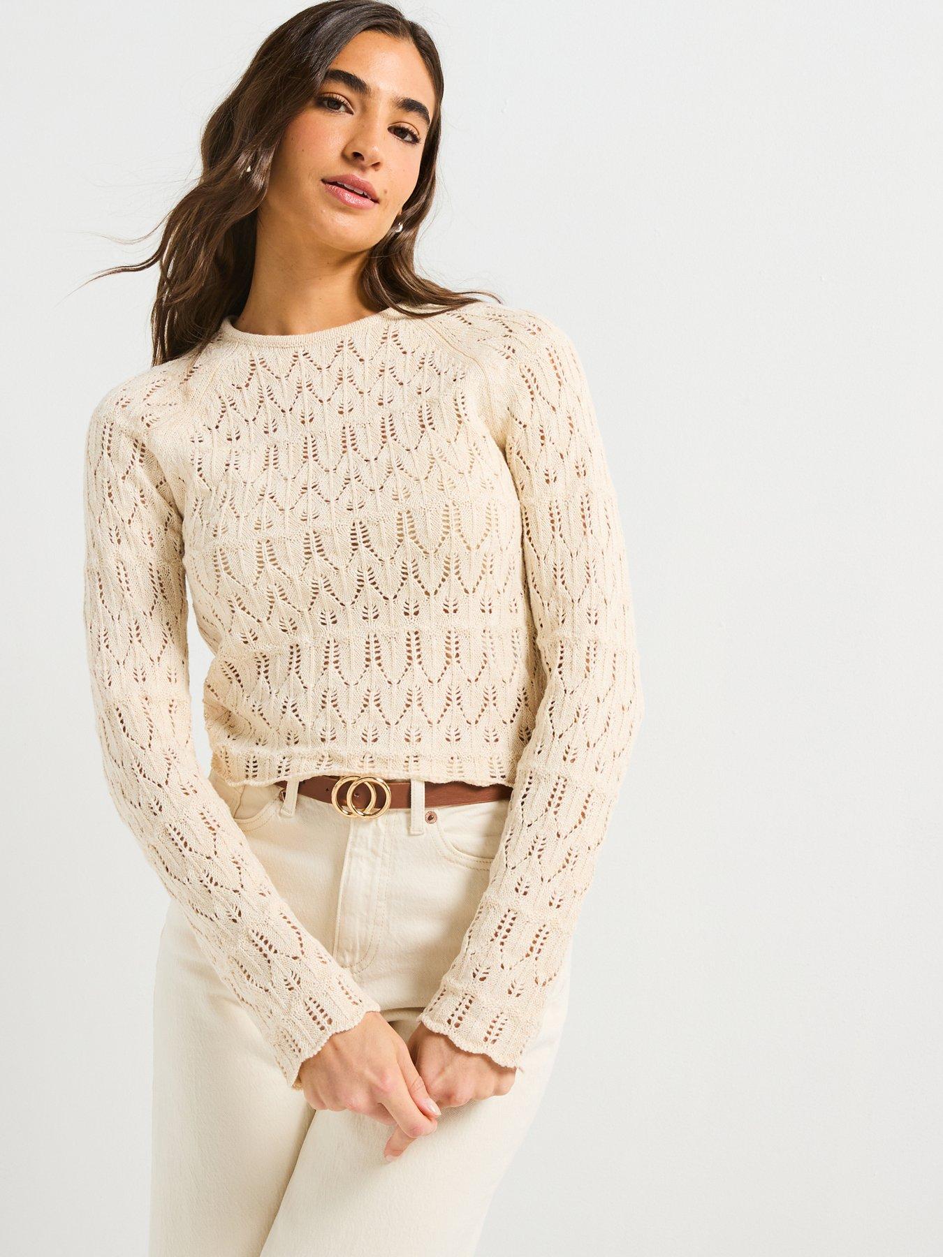 undefined Fabienne Long Sleeve O-neck Pullover - Cream