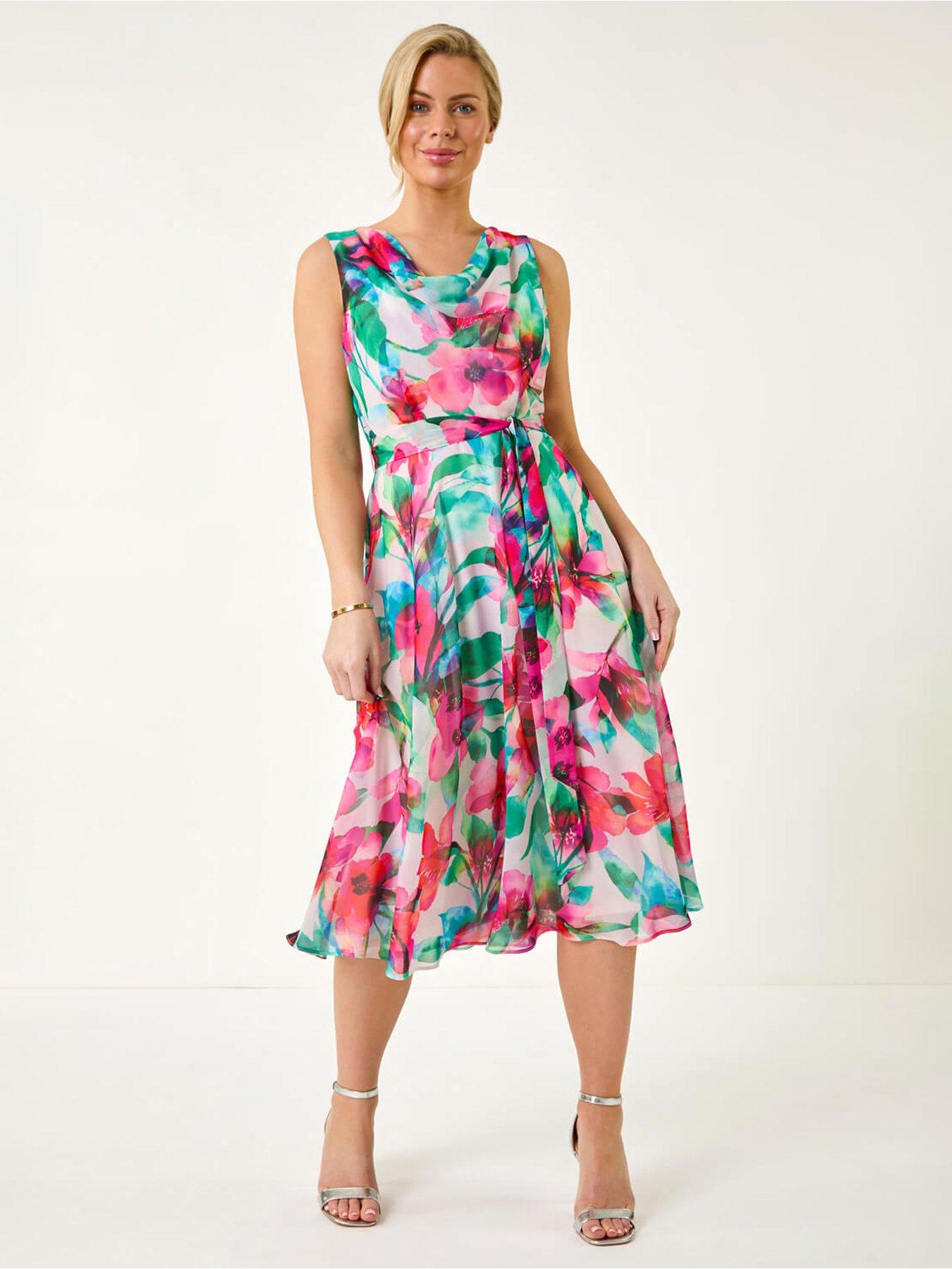 undefined Petite Floral Cowl Neck Midi Dress