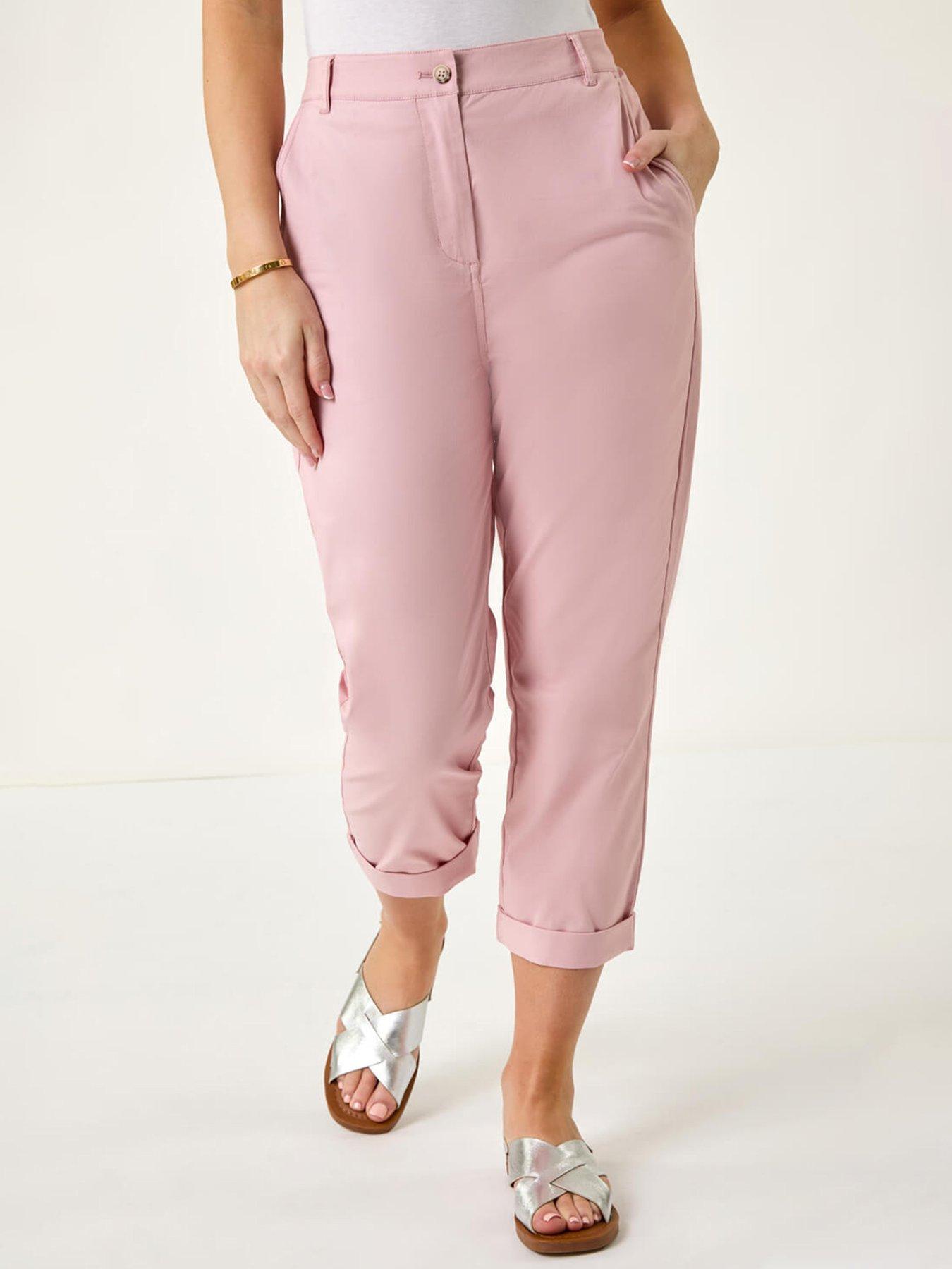 Image 1 of 5 of Roman Petite Cotton Blend Stretch Chino Trousers - Light Pink