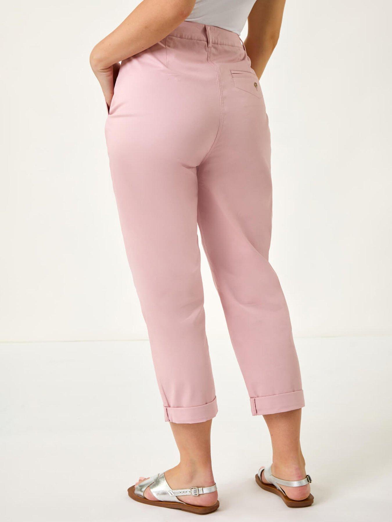 Image 2 of 5 of Roman Petite Cotton Blend Stretch Chino Trousers - Light Pink